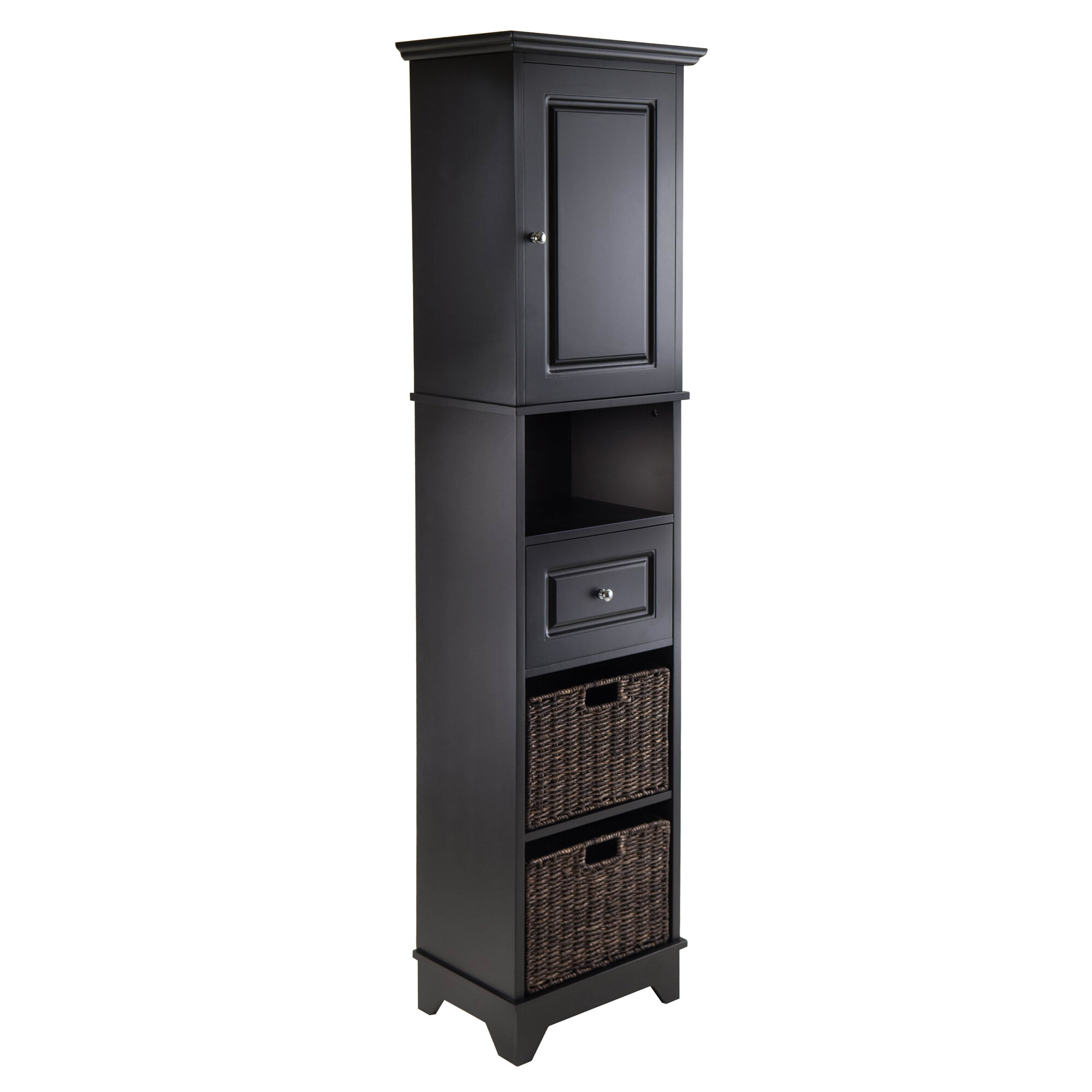 Black Accent Cabinet with Stainless Steel Hardware