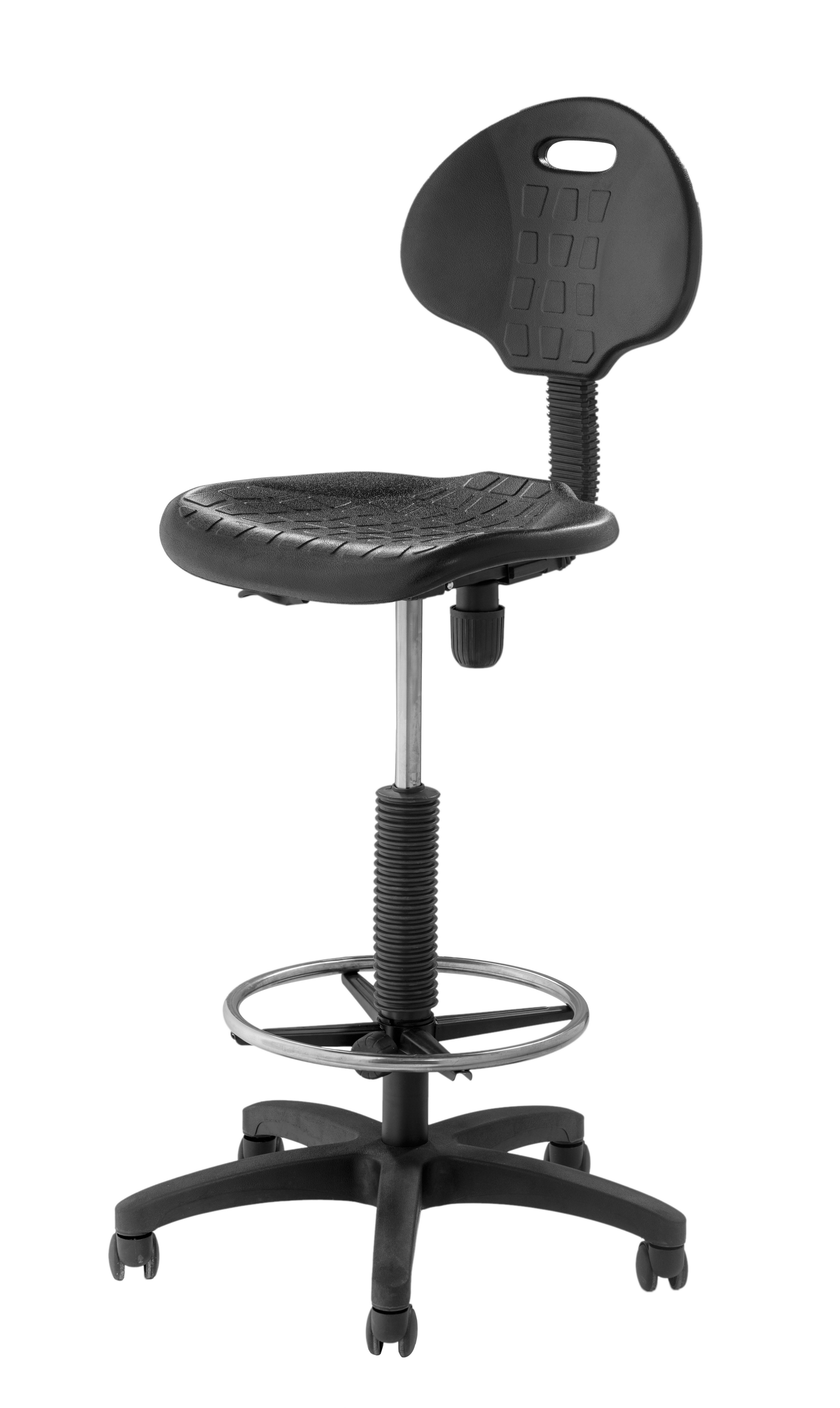 Black Adjustable Polyurethane Stool with Backrest