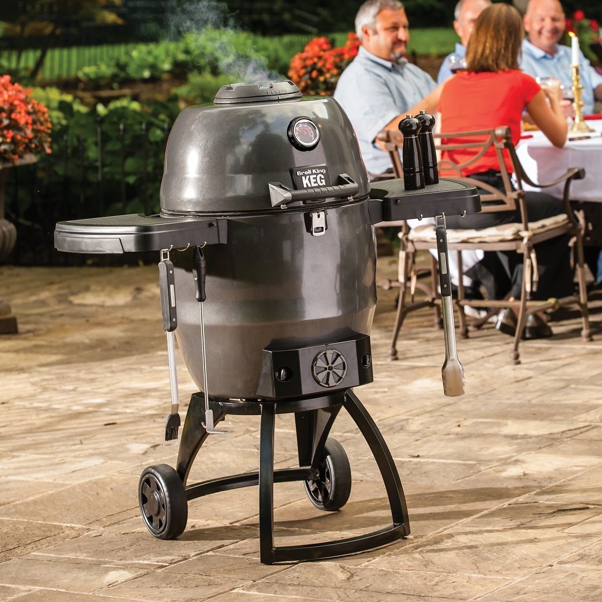 Black Charcoal Grill with Double-Walled Steel Body