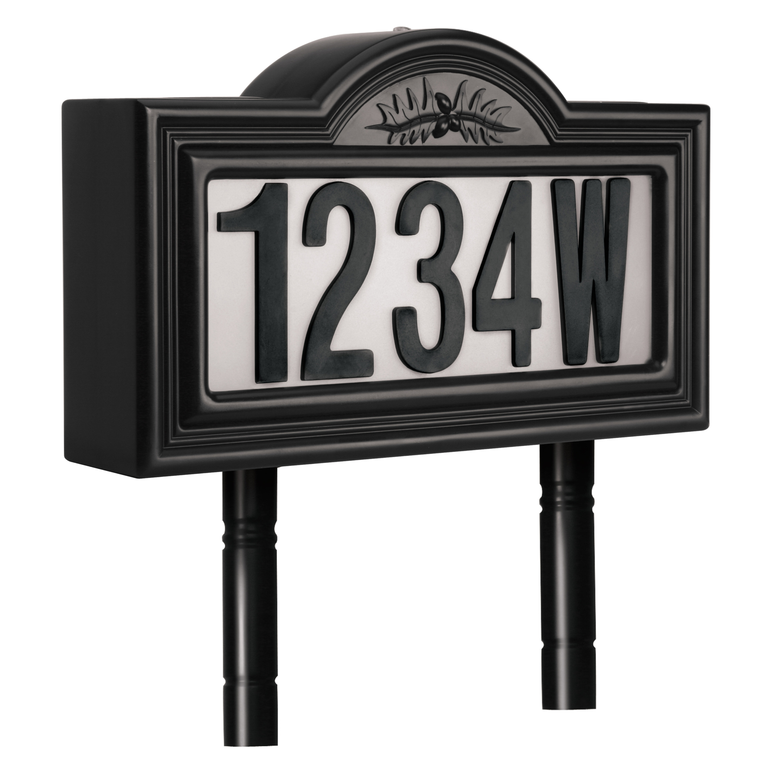 Black LED Solar-Powered Address Sign