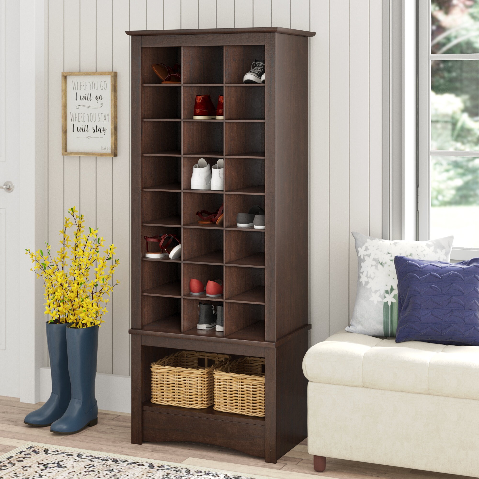 Open Compact Floor Standing Tall Shoe Rack - Foter