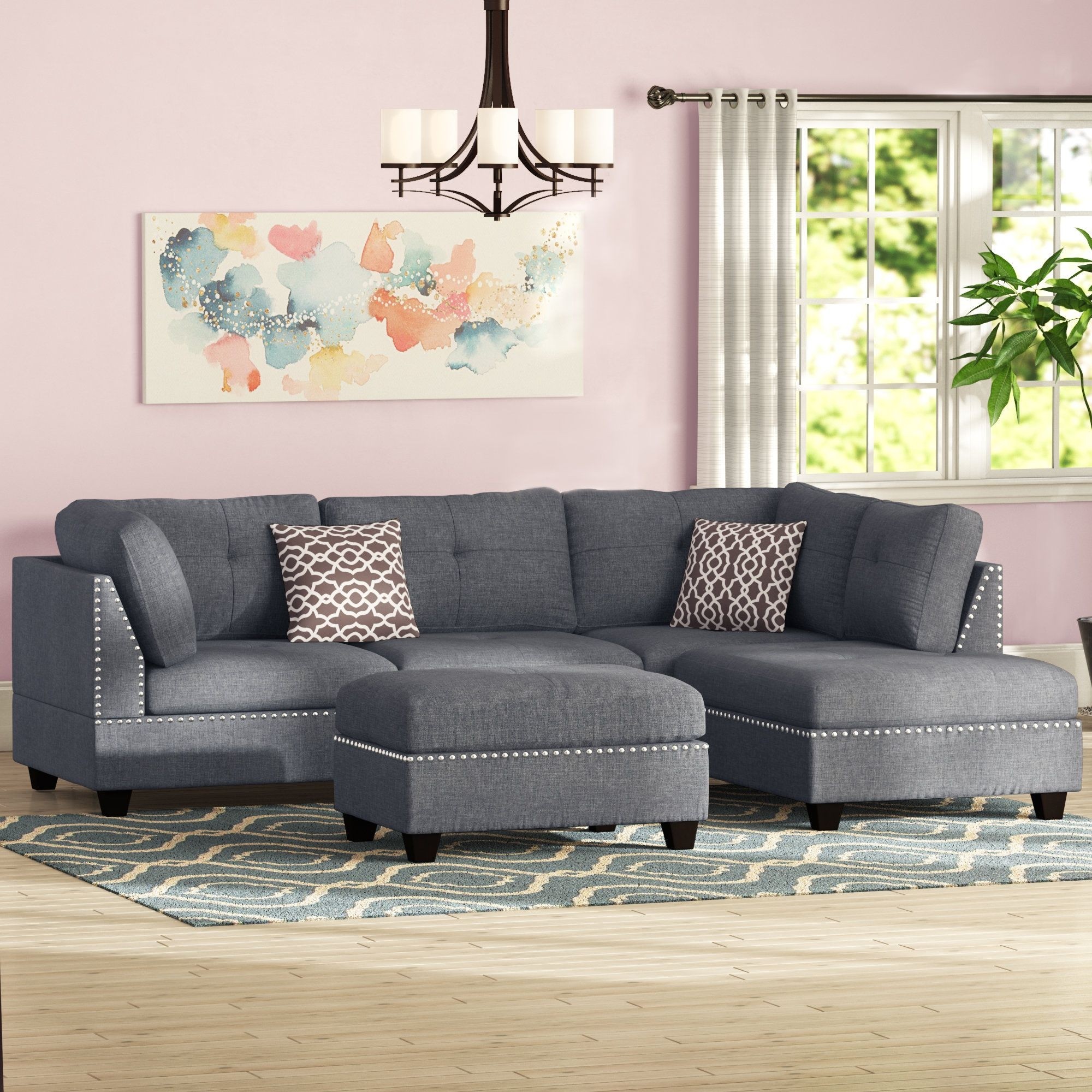 Charlemont 104" Reversible Sectional with Ottoman