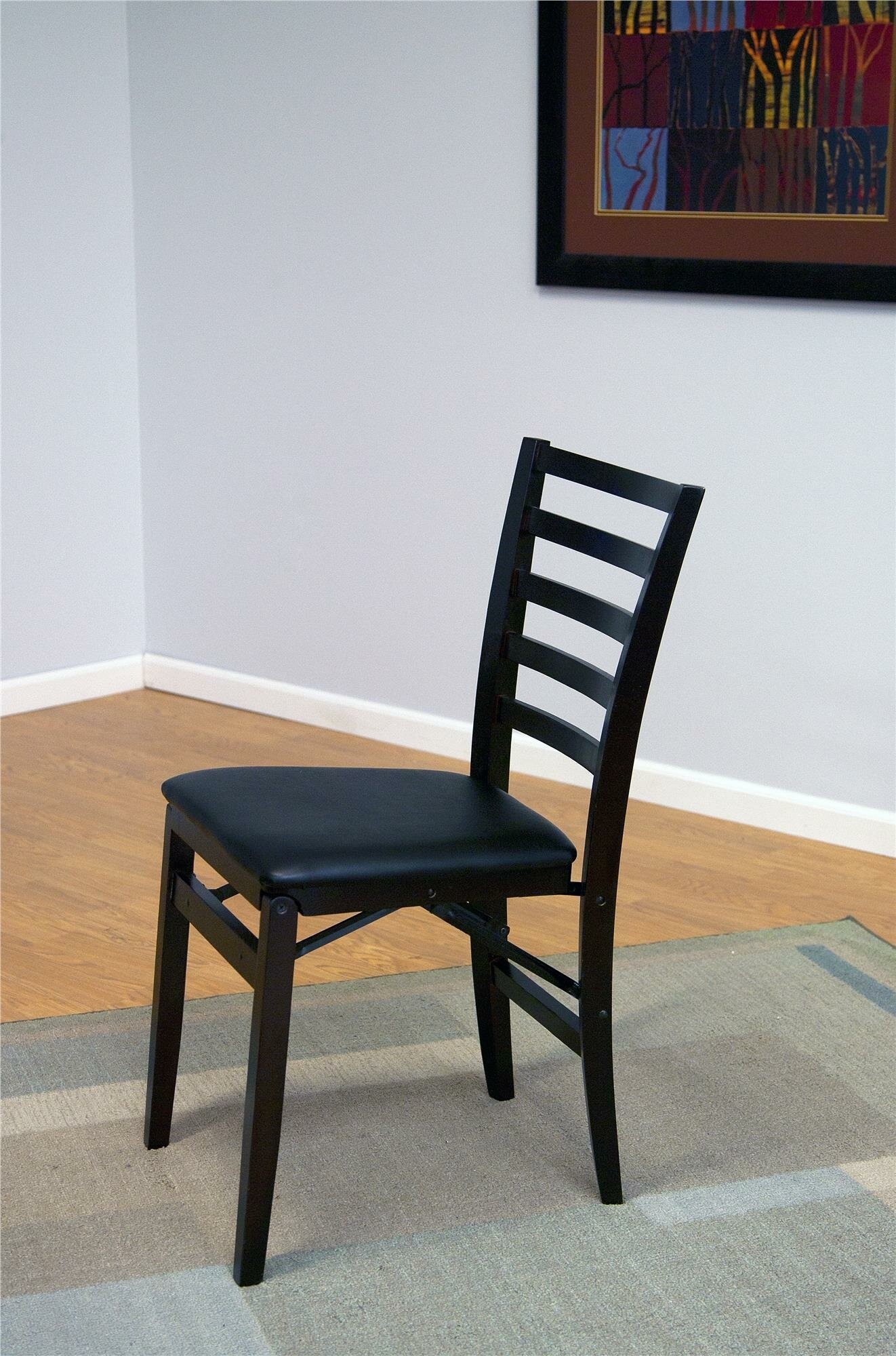 Contoured Back Wood Padded Folding Chair (Set of 2)
