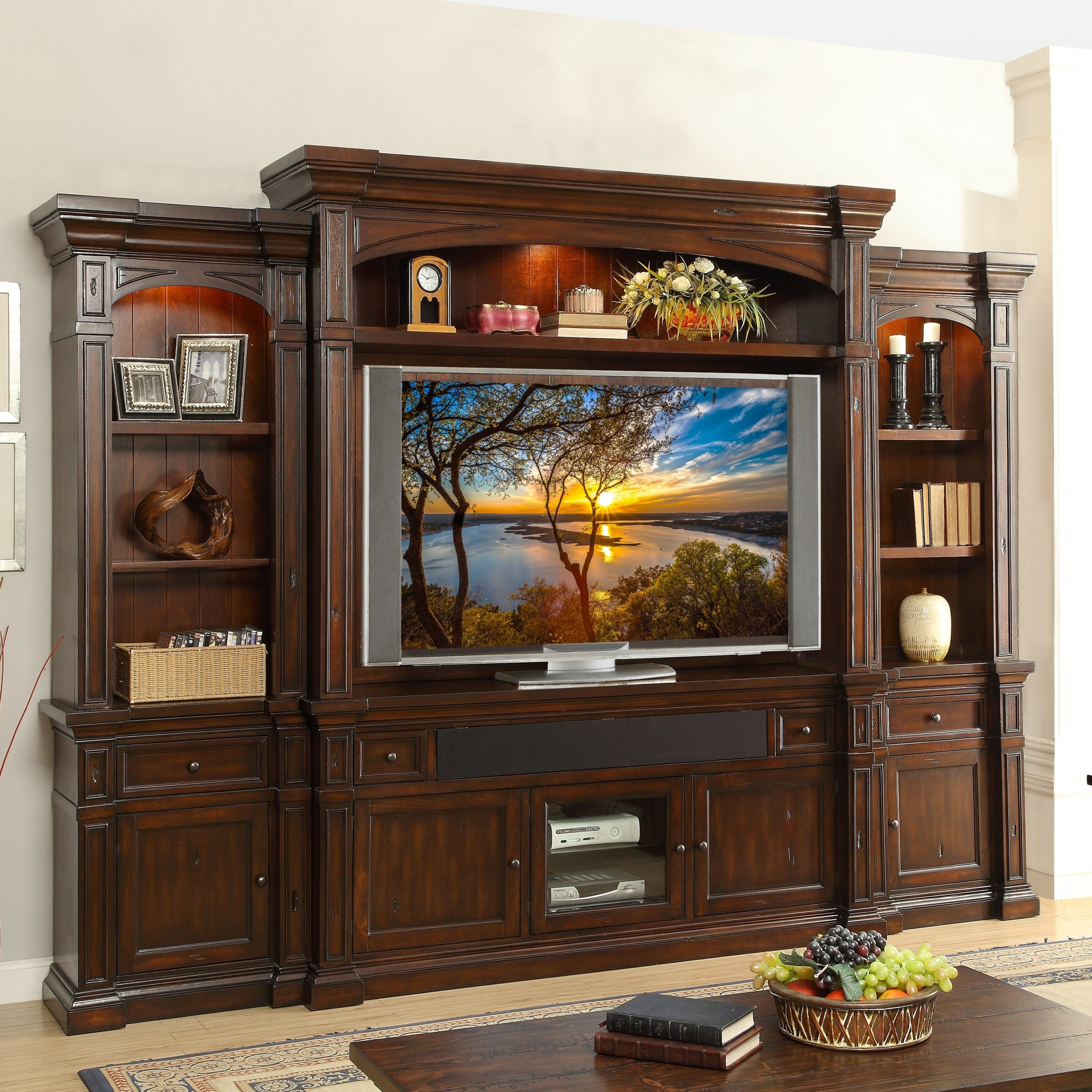 Entertainment center with on sale curio cabinets