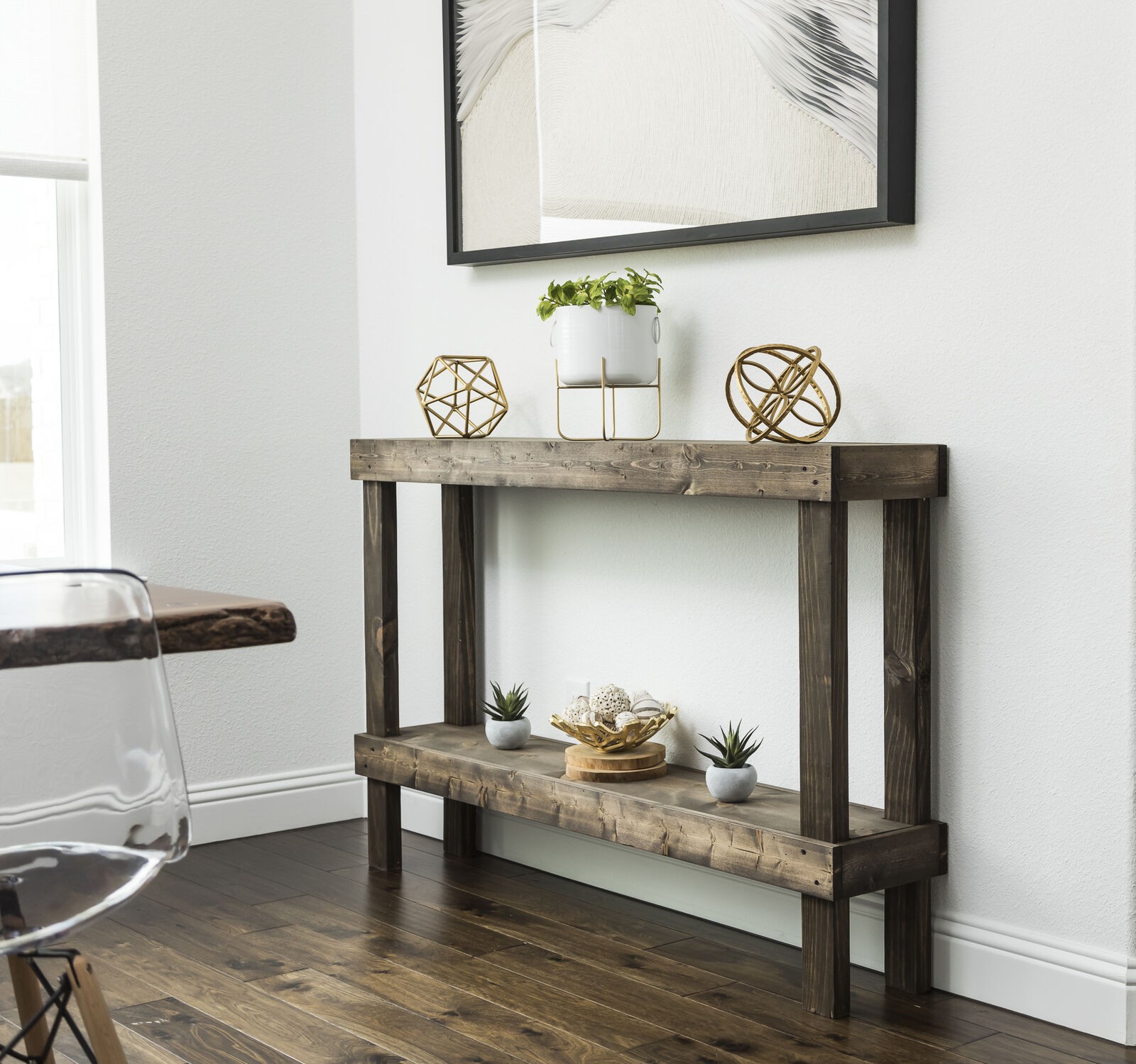 Coffee Table Console Table with Storage Display Shelf and Metal Frame Wood Grey 
