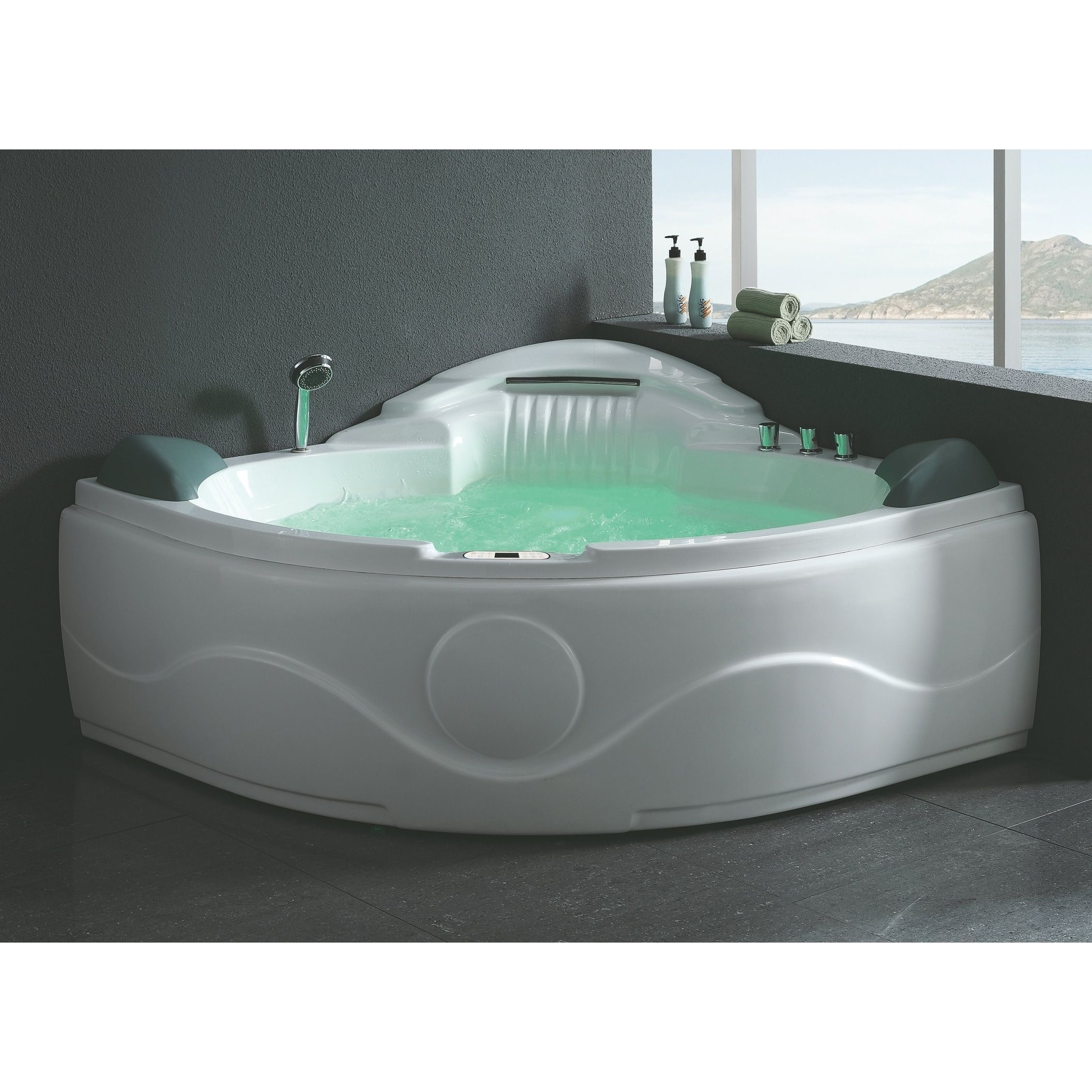 Futuristic Corner Bathtub with a Whirlpool
