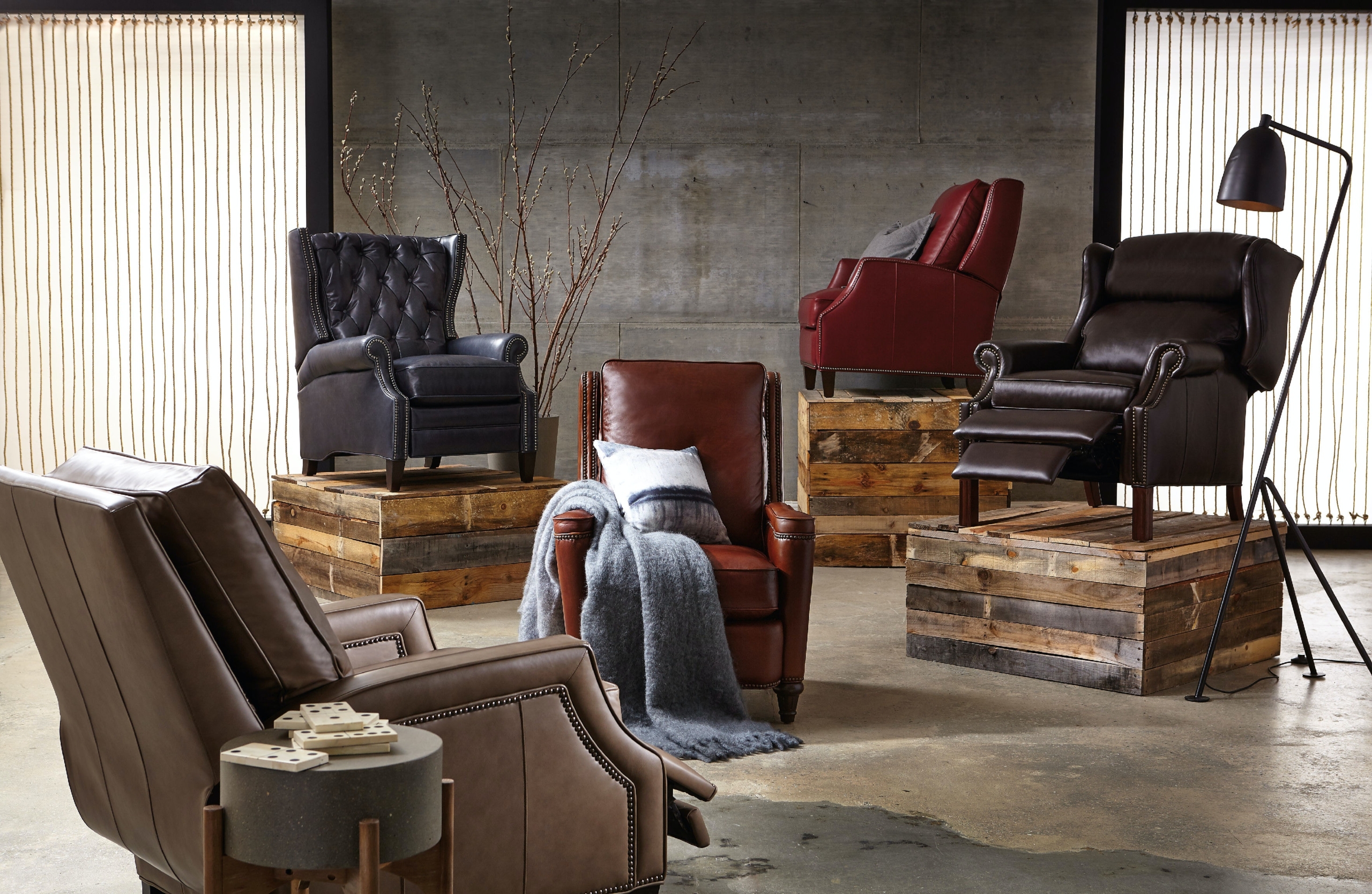 Genuine Leather Manual Club Recliner