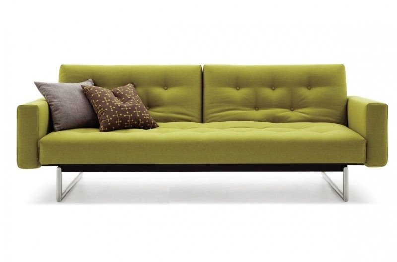 Green Steel-Framed Polyester Modular Sleeper Sofa