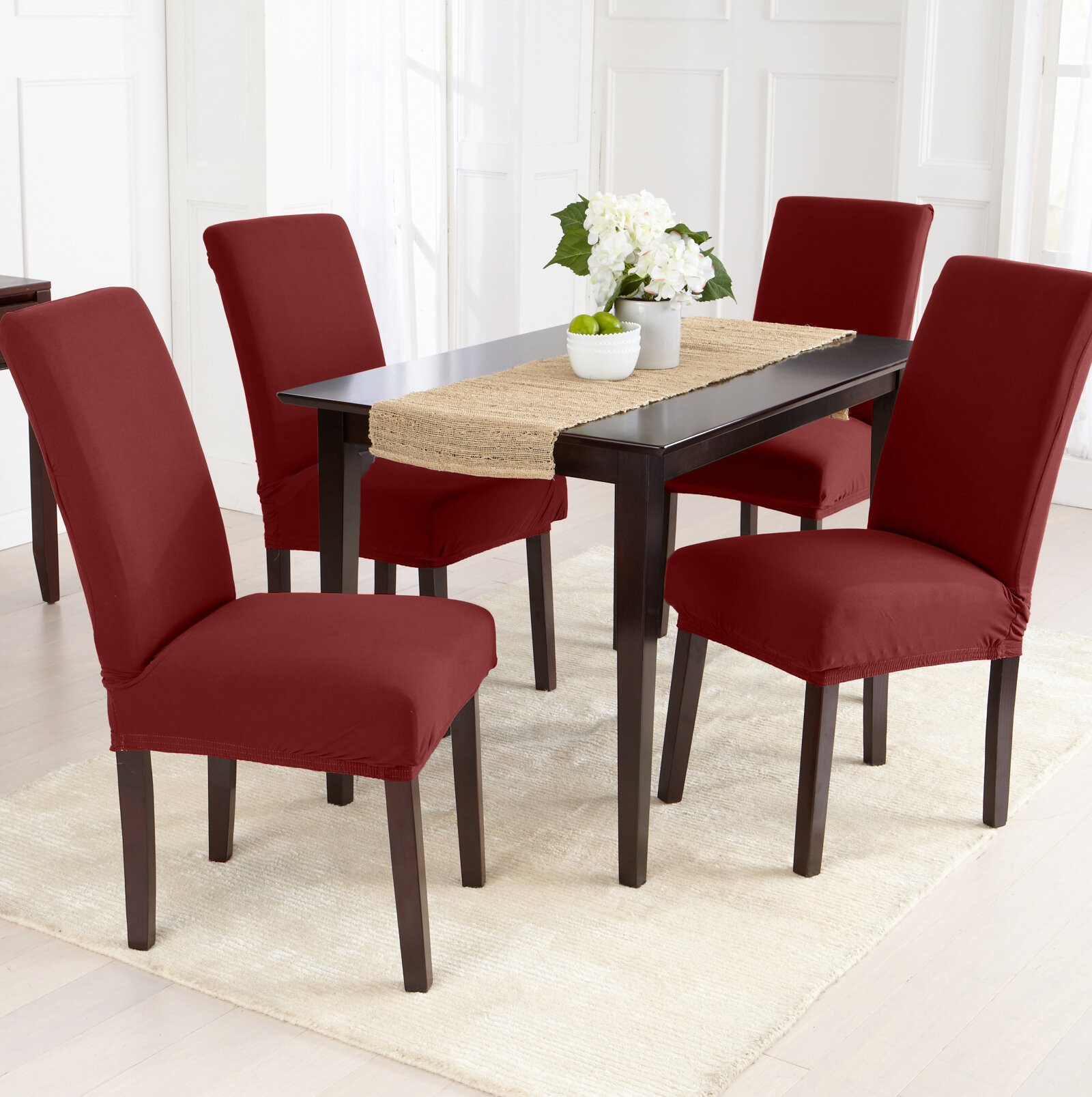 Jersey Knit Solid Dining Chair Slipcover (Set of 4)
