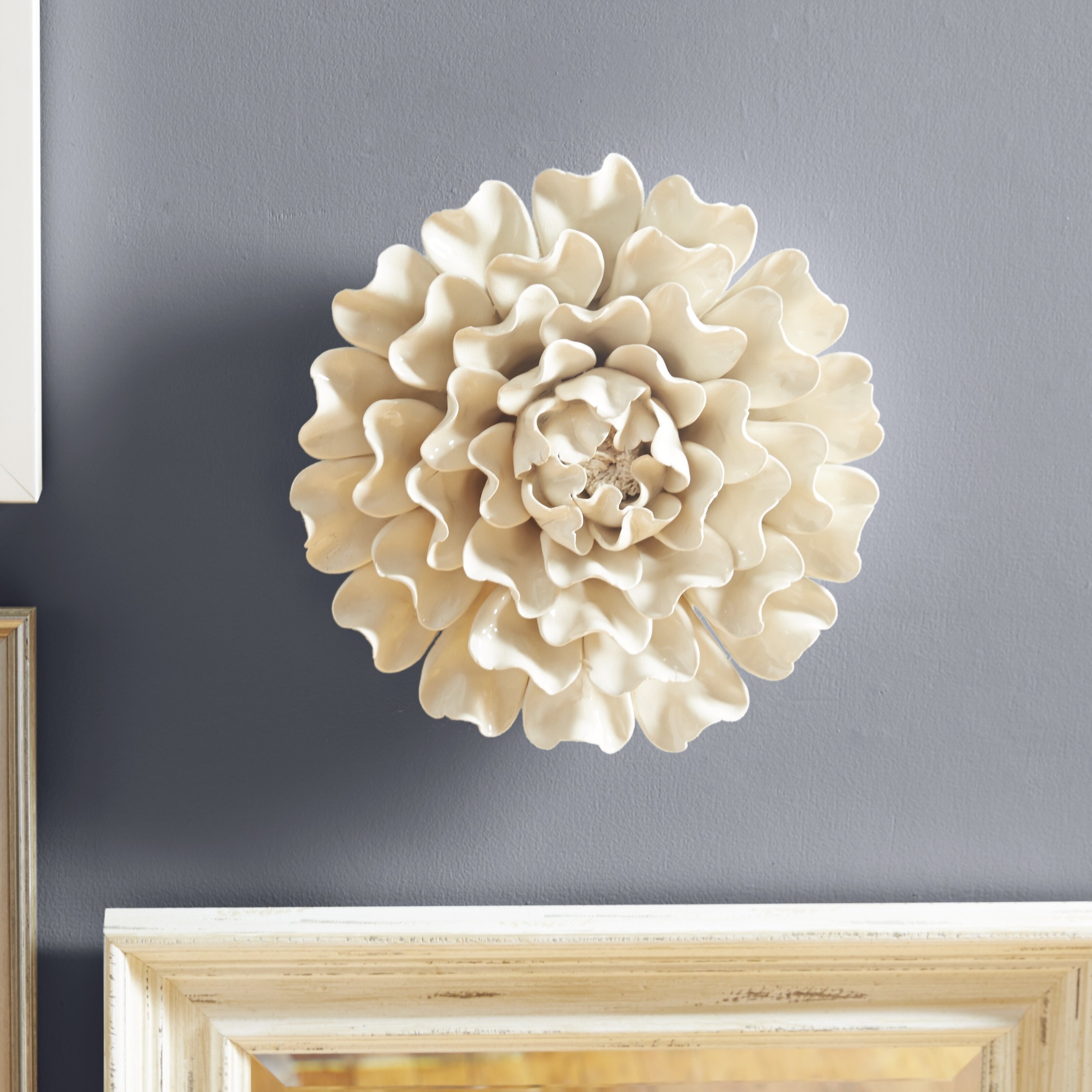 Large 13” Ceramic Wall Flower Décor