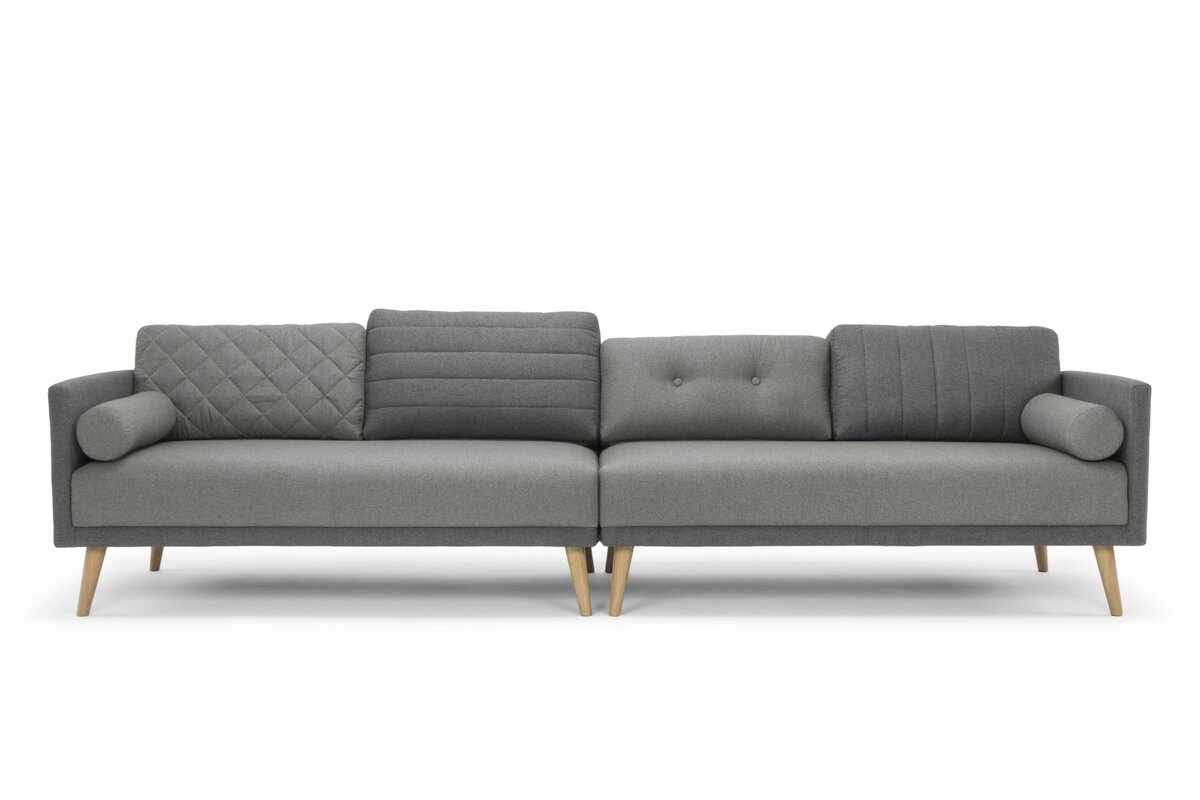 Light Grey Polyester Blend Modern Wood Sofa