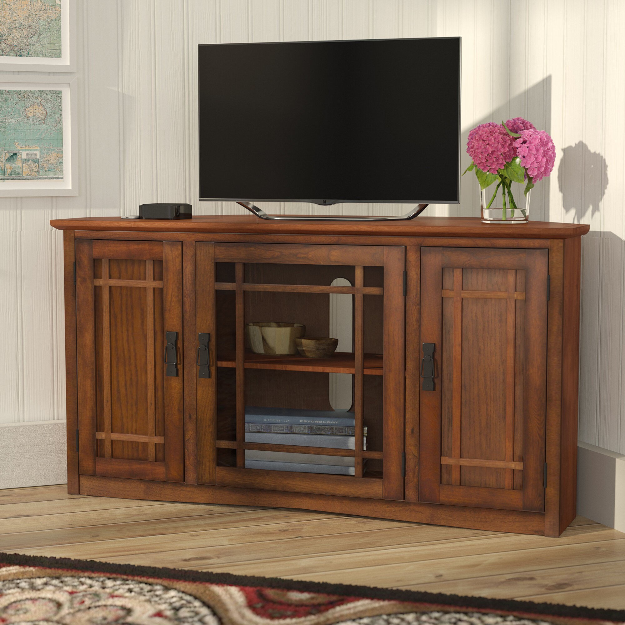 Manufactured Solid Wood 46” Corner TV Stand