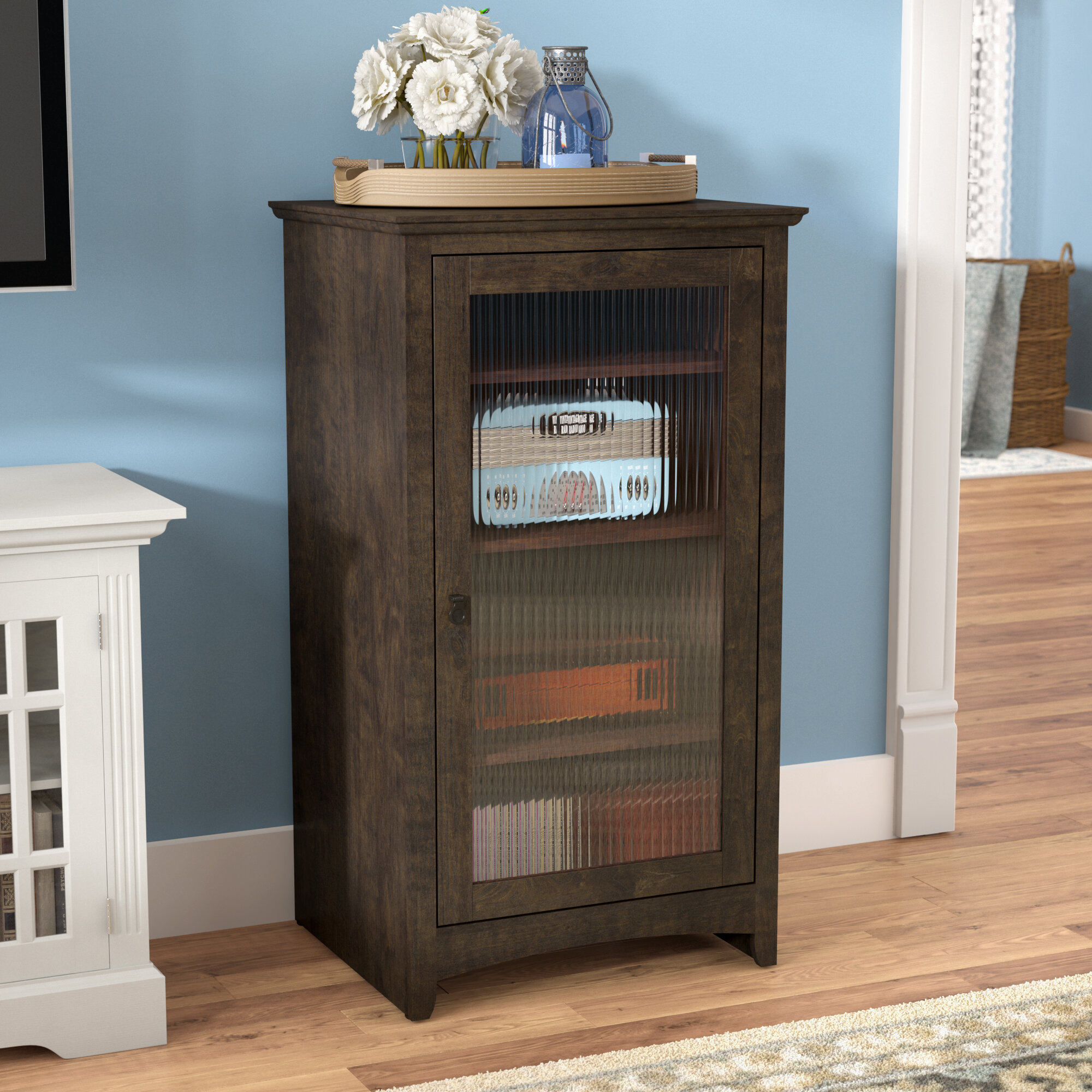 Manufactured Wood Audio Cabinet with Multimedia Storage