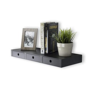black and white shelf with drawers