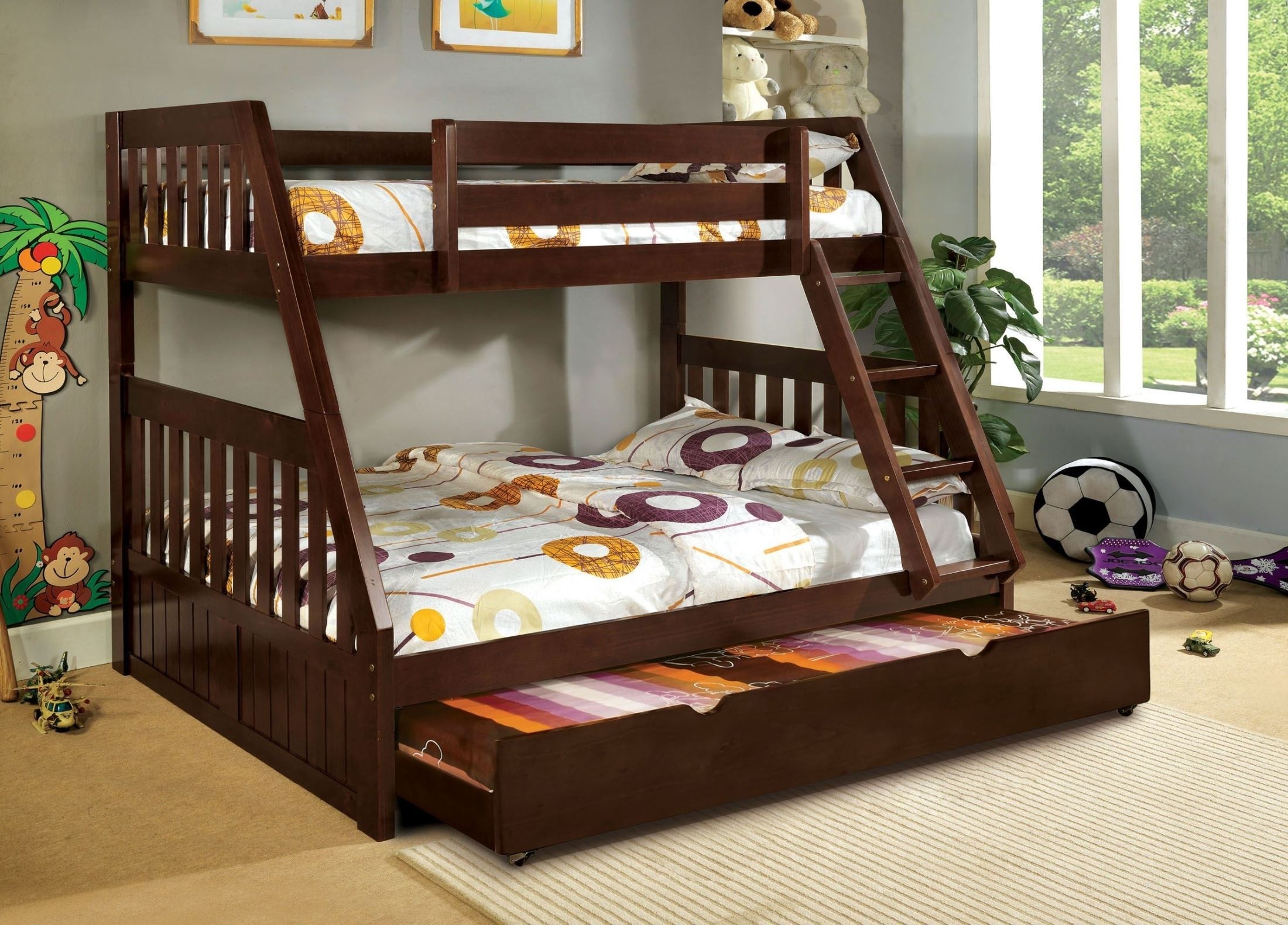 Mission Style Twin Over Full Triple Bunk Bed