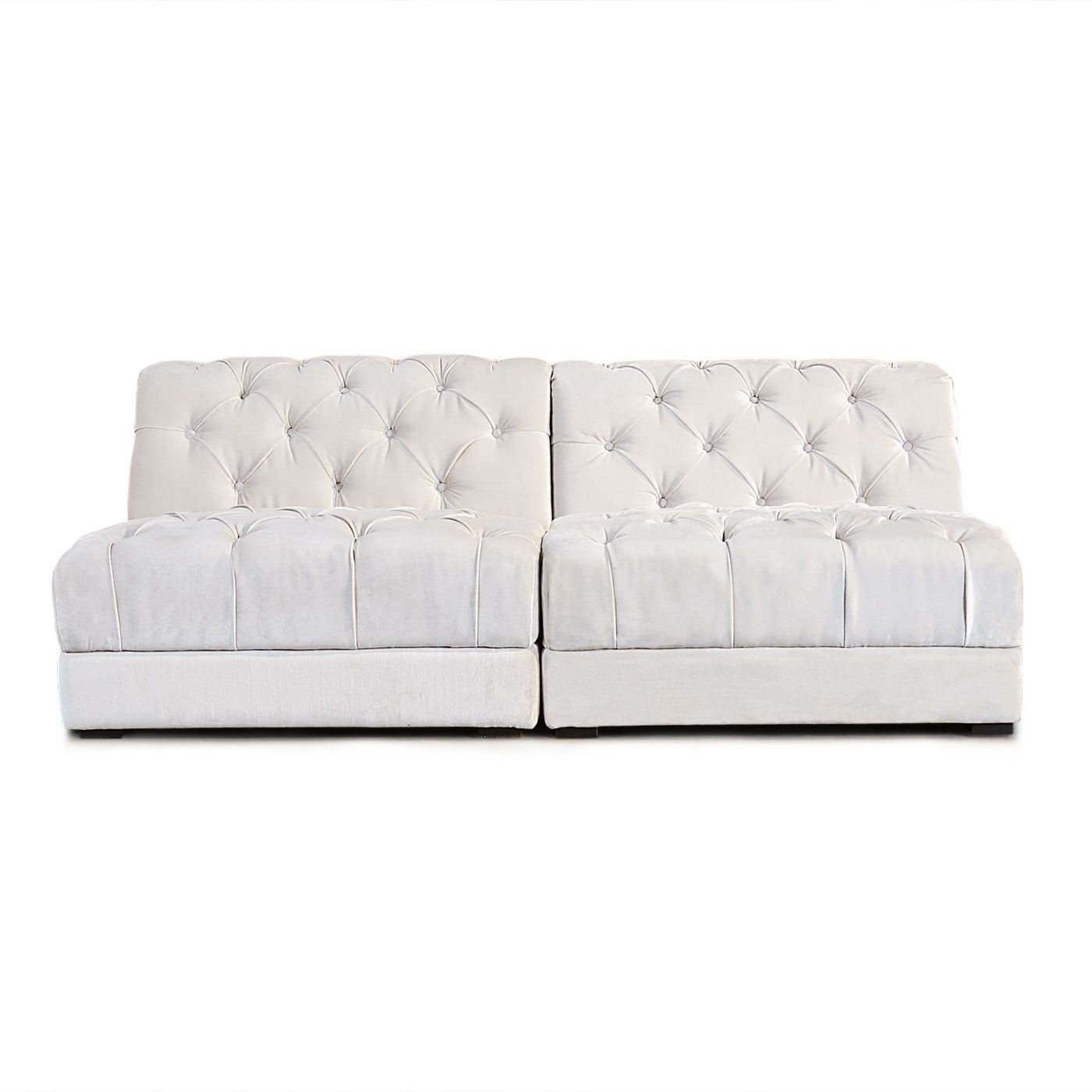 Modular Armless Sofa with Pearl Velvet Upholstery