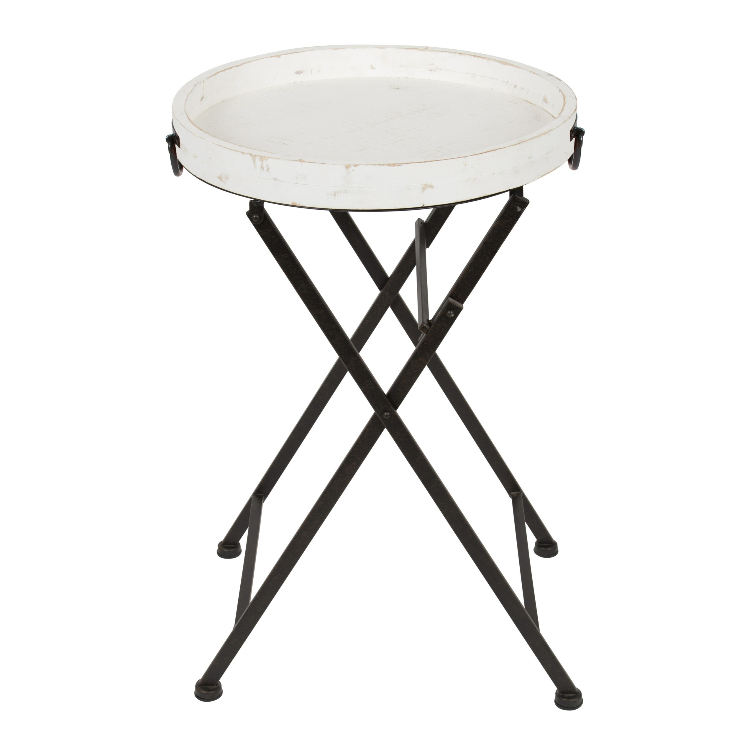 Moisture Resistant Metal And Wood Tray Table