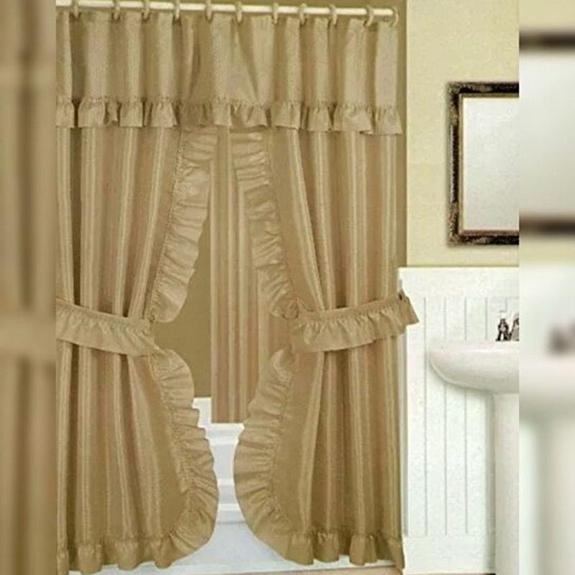 Oversized Ruffled Double Swag Shower Curtain