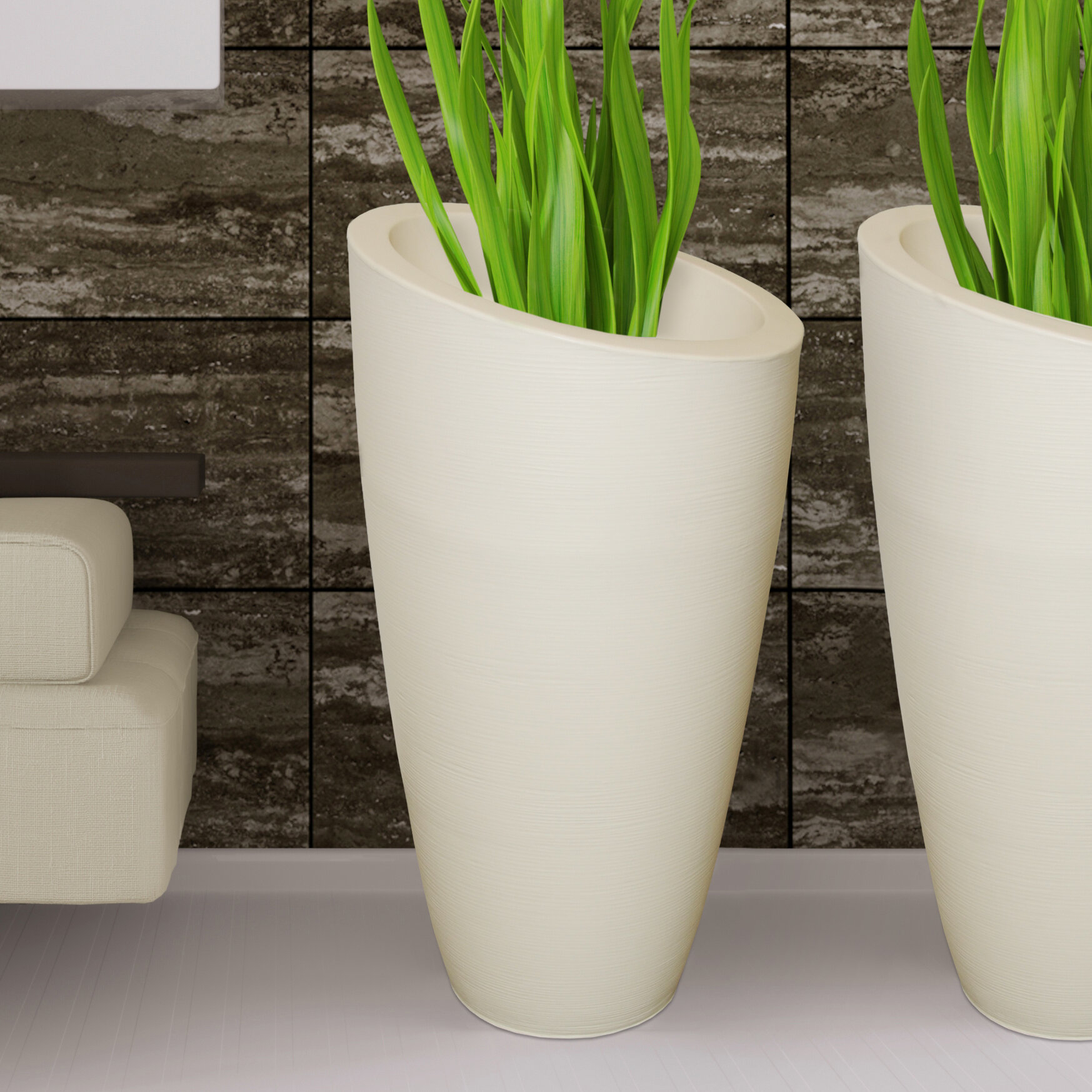 Plastic Pot Planter with Textured Finish