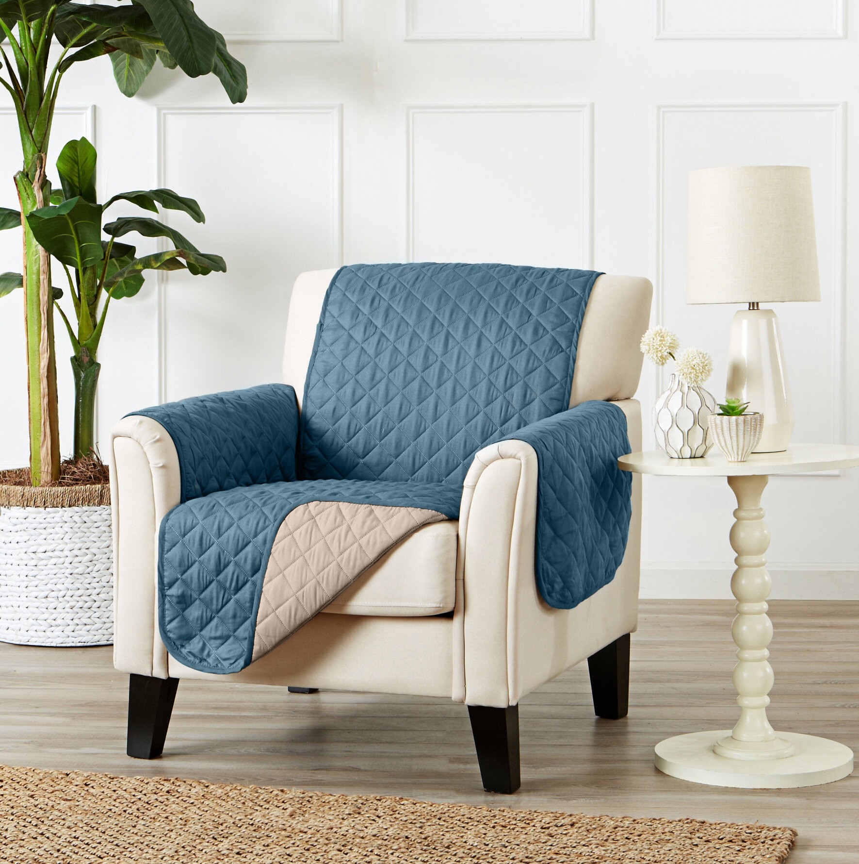 Quilted Box Cushion Armchair Slipcover