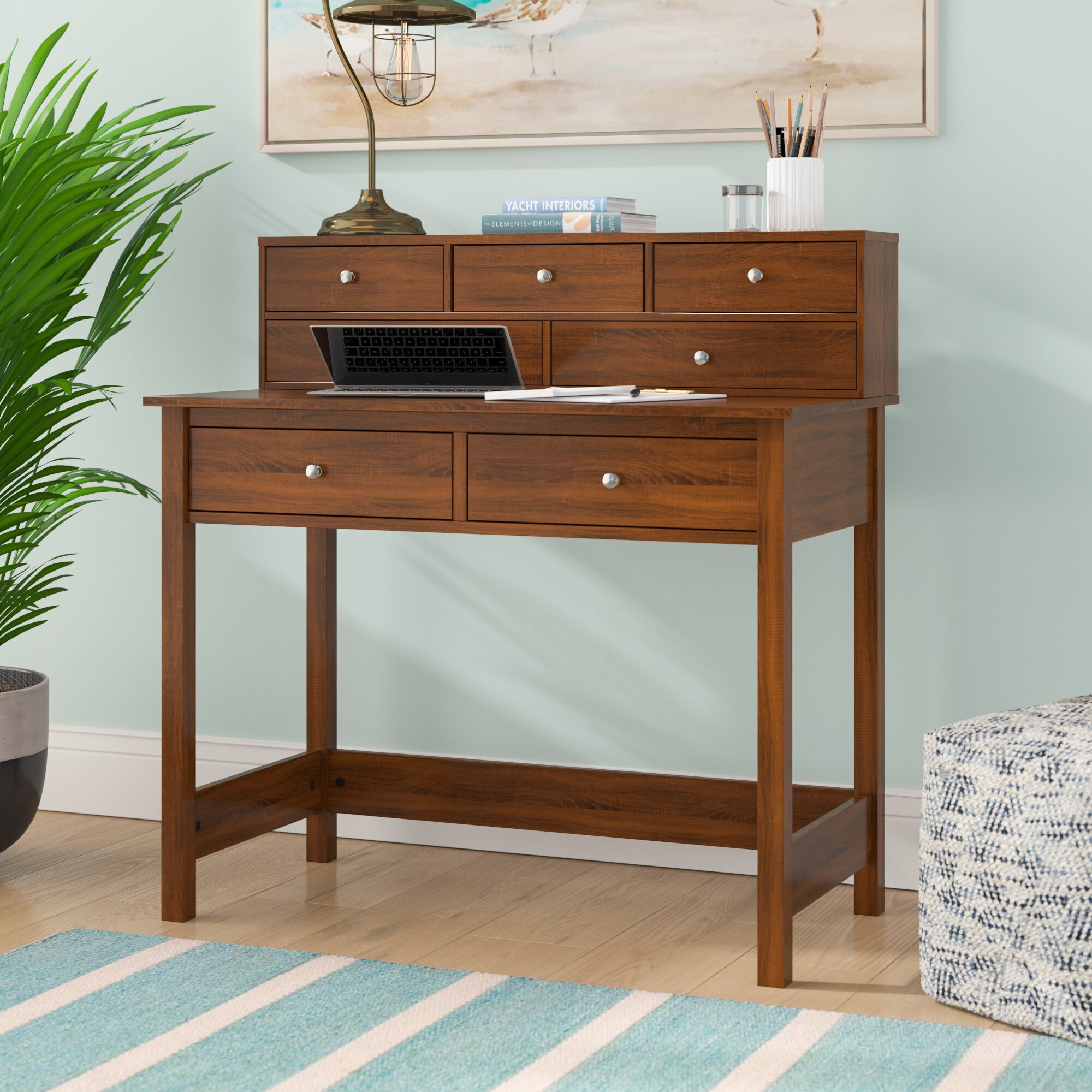 Secretary Desk With Hutch And Drawers 2071