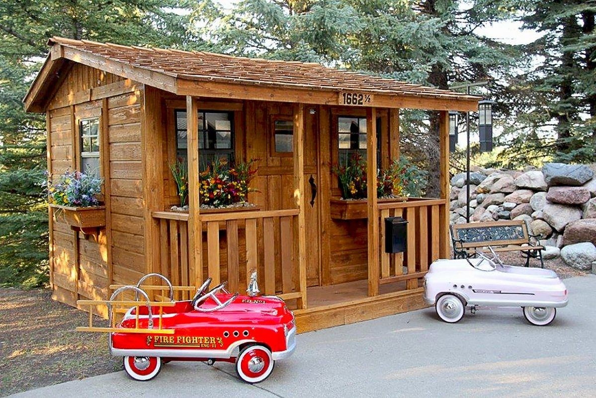 Red Cedar Playhouse Cabin With Functional Windows