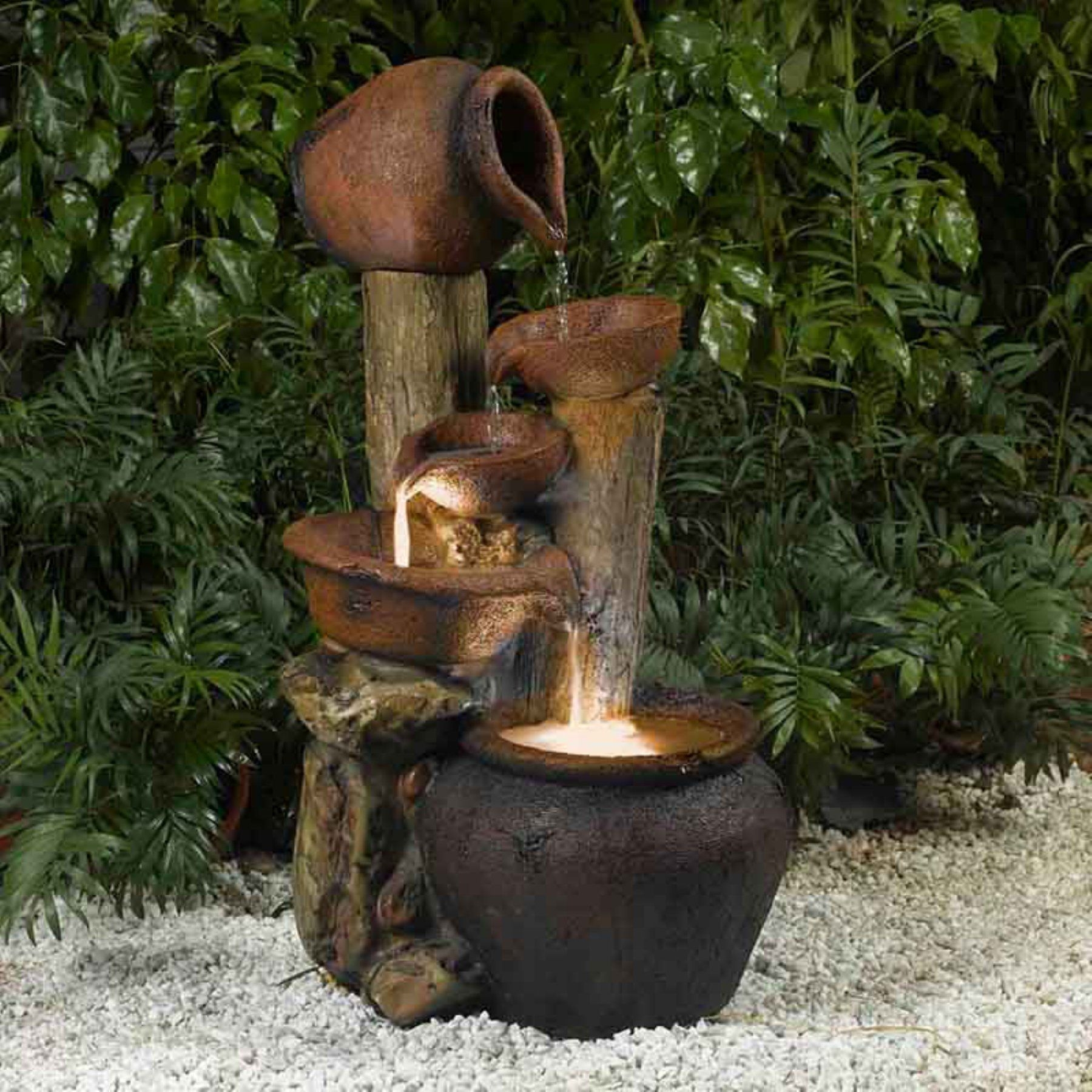 Resin/Fiberglass Pentole Pot Fountain with Light