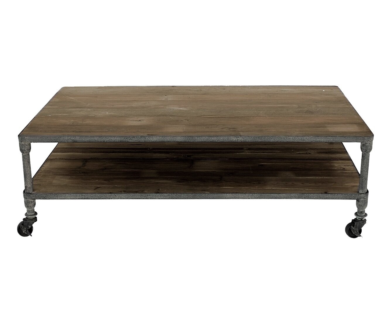 Rustic Gray Iron and Reclaimed Wood Coffee Table