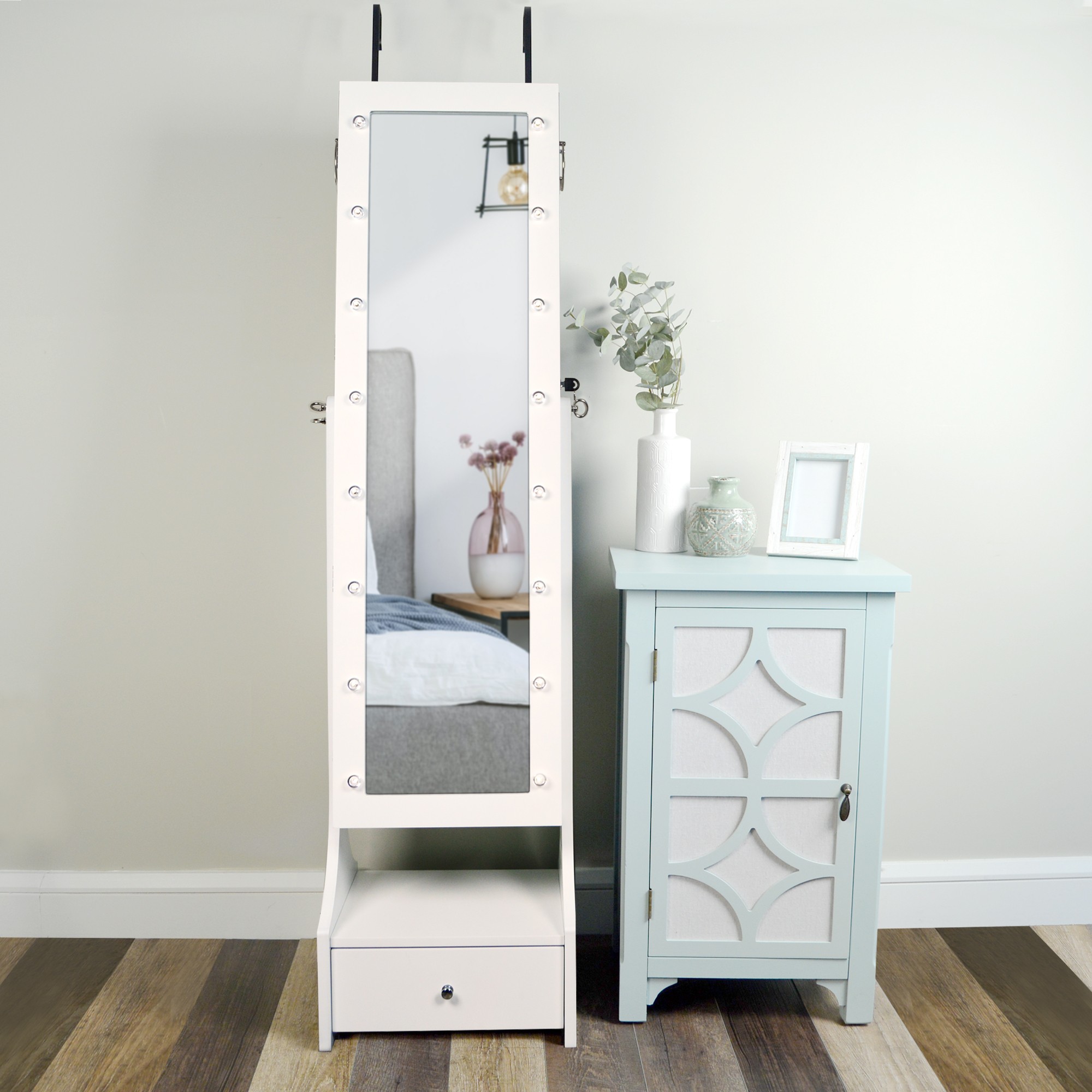 Seidman Free Standing Jewelry Armoire with Mirror