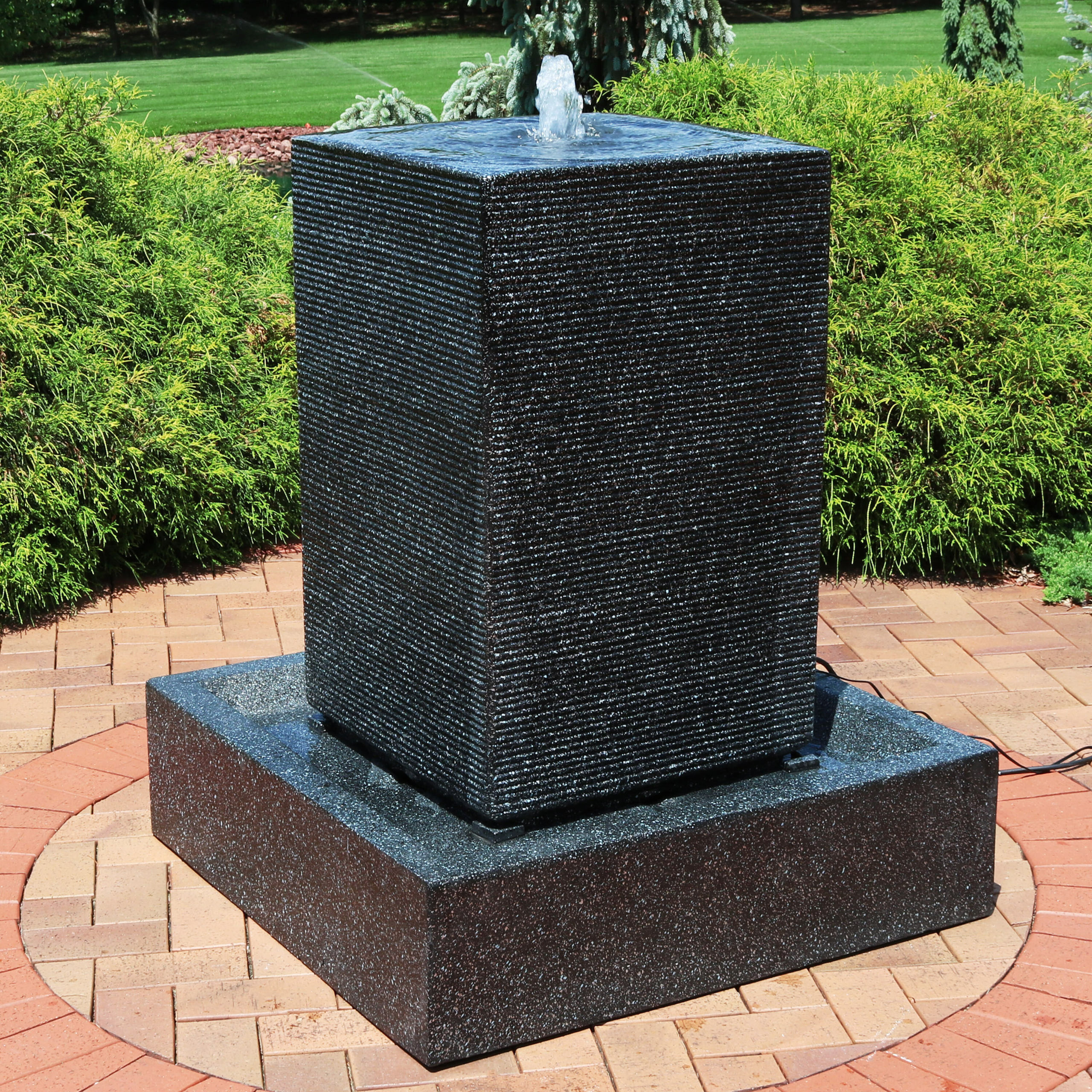 Skaggs Resin Pillar Outdoor Water Fountain with LED Light