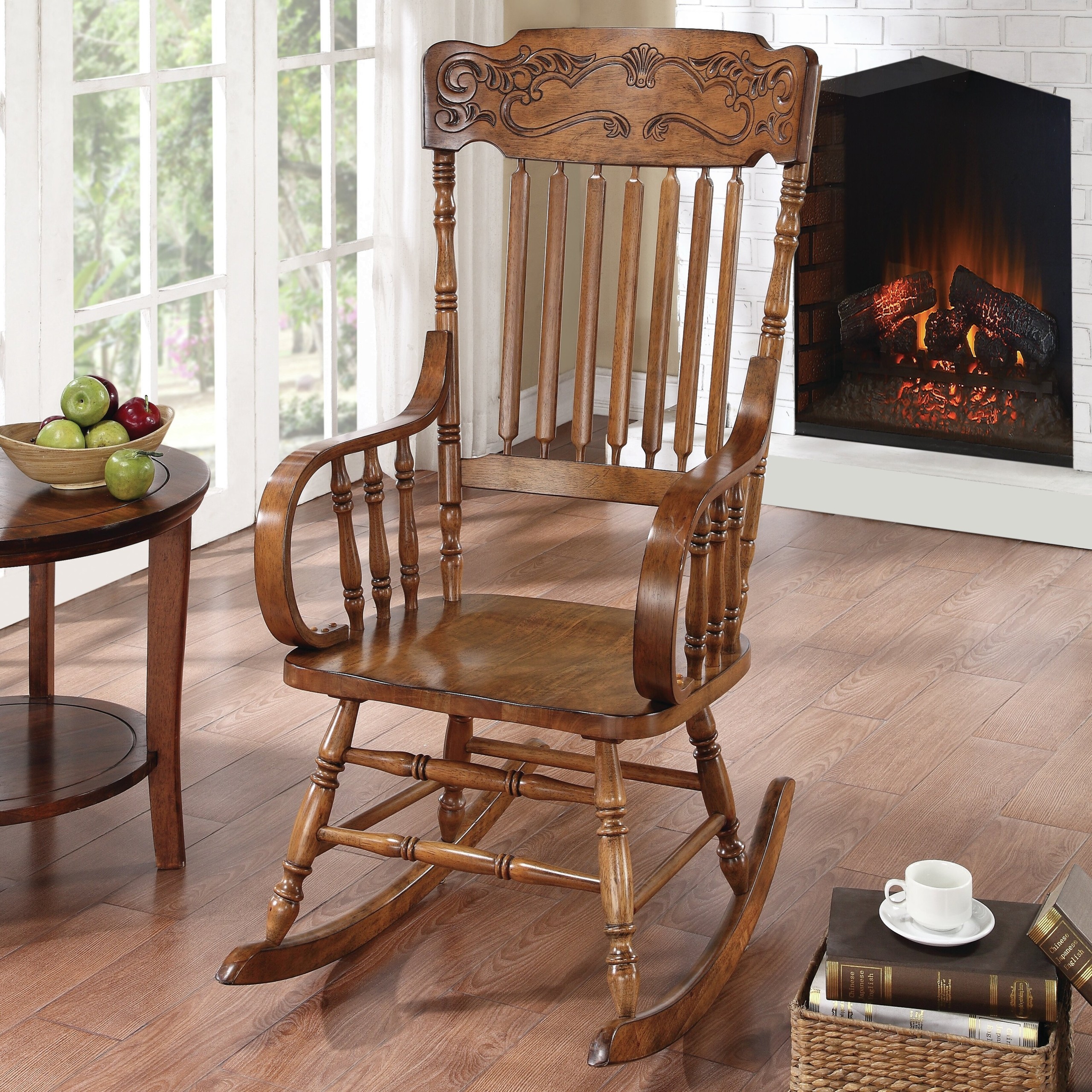 Solid Oak Wood Rocking Chair