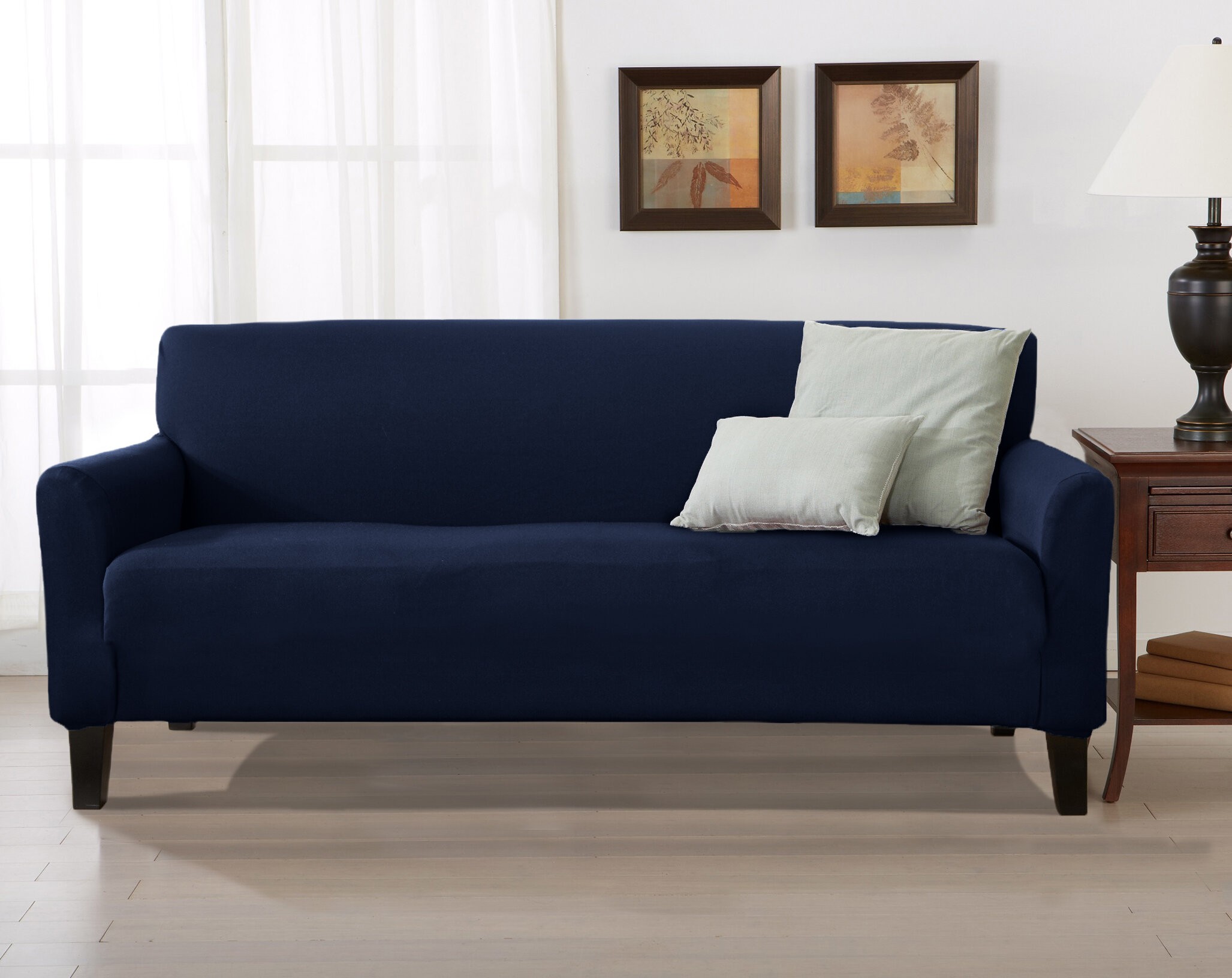Solid Stretch T-Cushion Sofa Slipcover