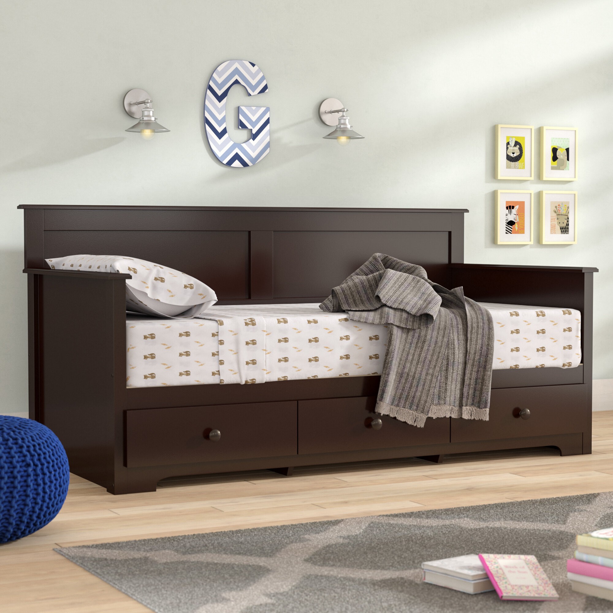 Solid Wood Blueberry Twin Daybed With Storage