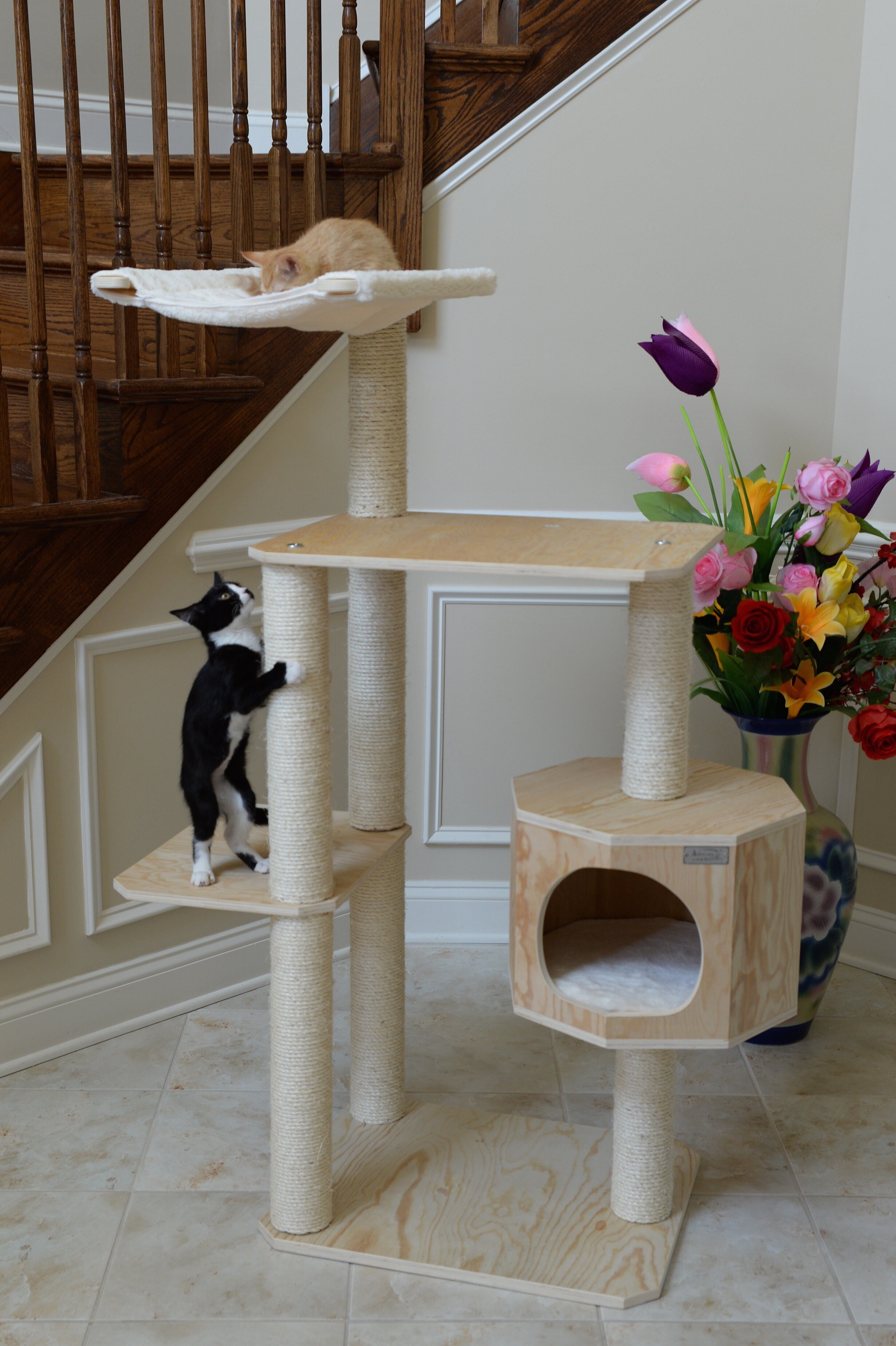 Solid Wood Cat Tree With Four Levels