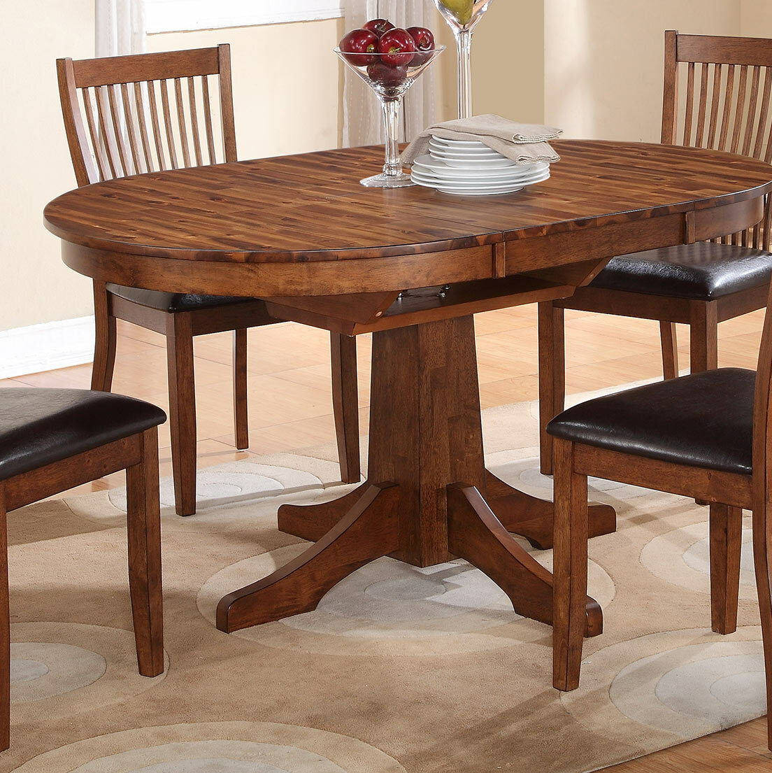 Solid Wood Cherry Extendable Dining Table 