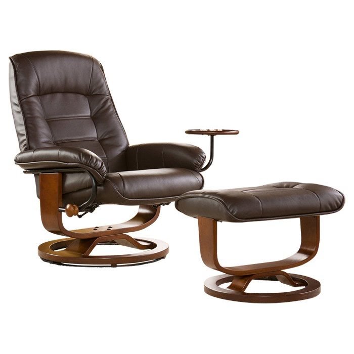 Solid Wood Modern Manual Swivel Recliner With Additional Ottoman