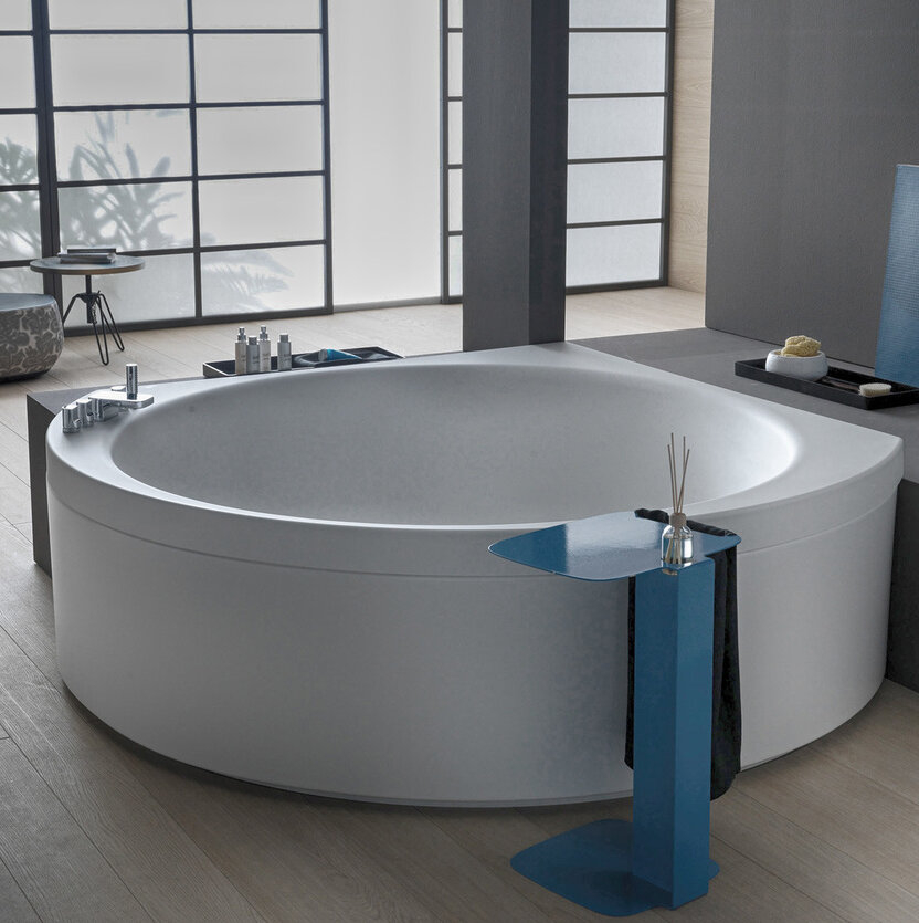 Sophisticated 67” x 67” Corner Bathtub with LED Lights