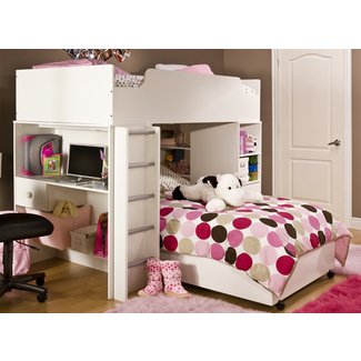 Girls White Loft Bed With Desk Ideas On Foter