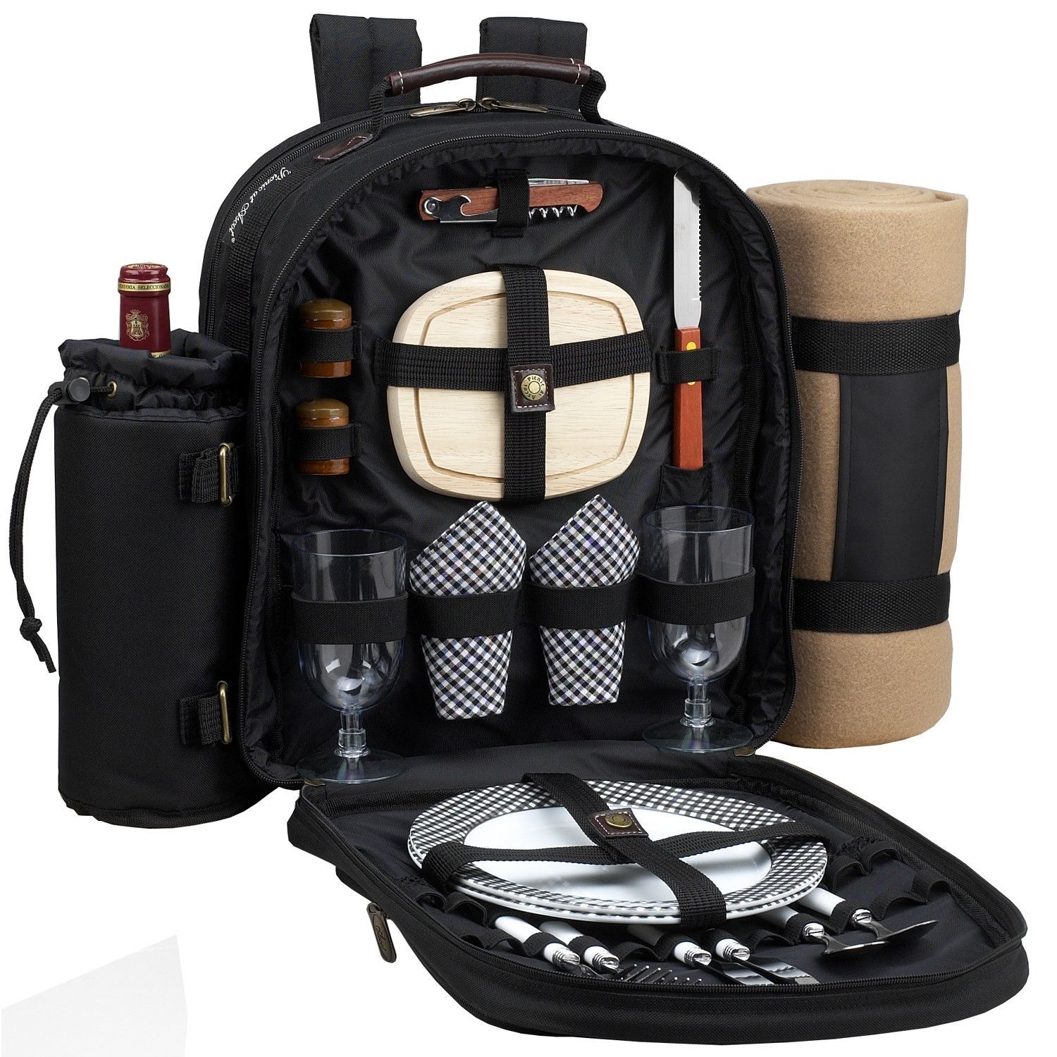 Spacious Backpack With a Cooler and Two Place Settings