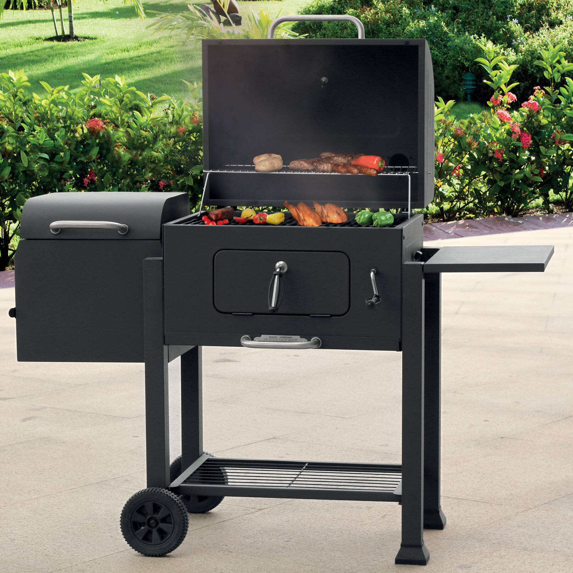 Steel Barbeque Charcoal Grill with Smoker Box