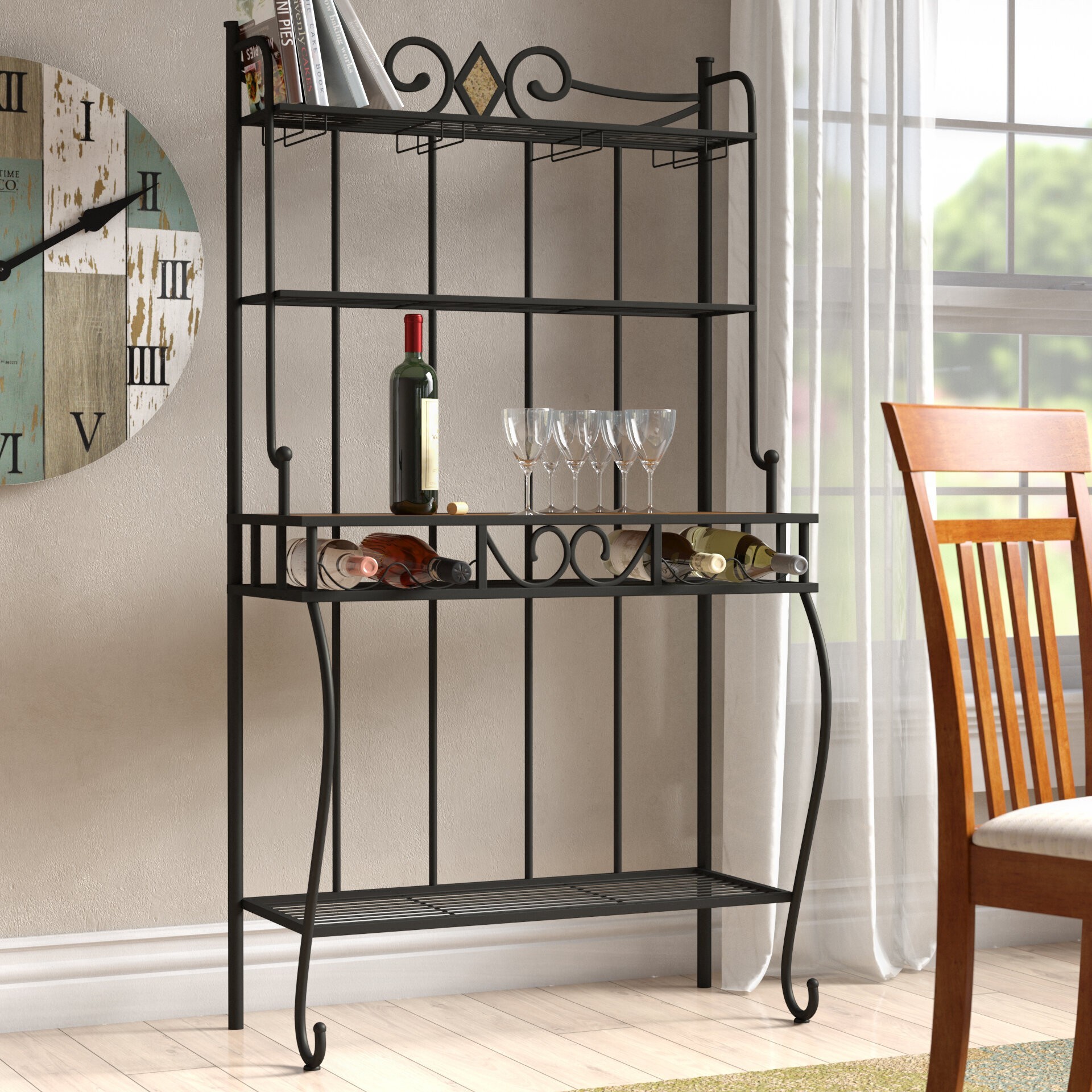 How To Choose A Baker S Rack Foter   Steel Oak Espresso Contemporary Bakers Rack 