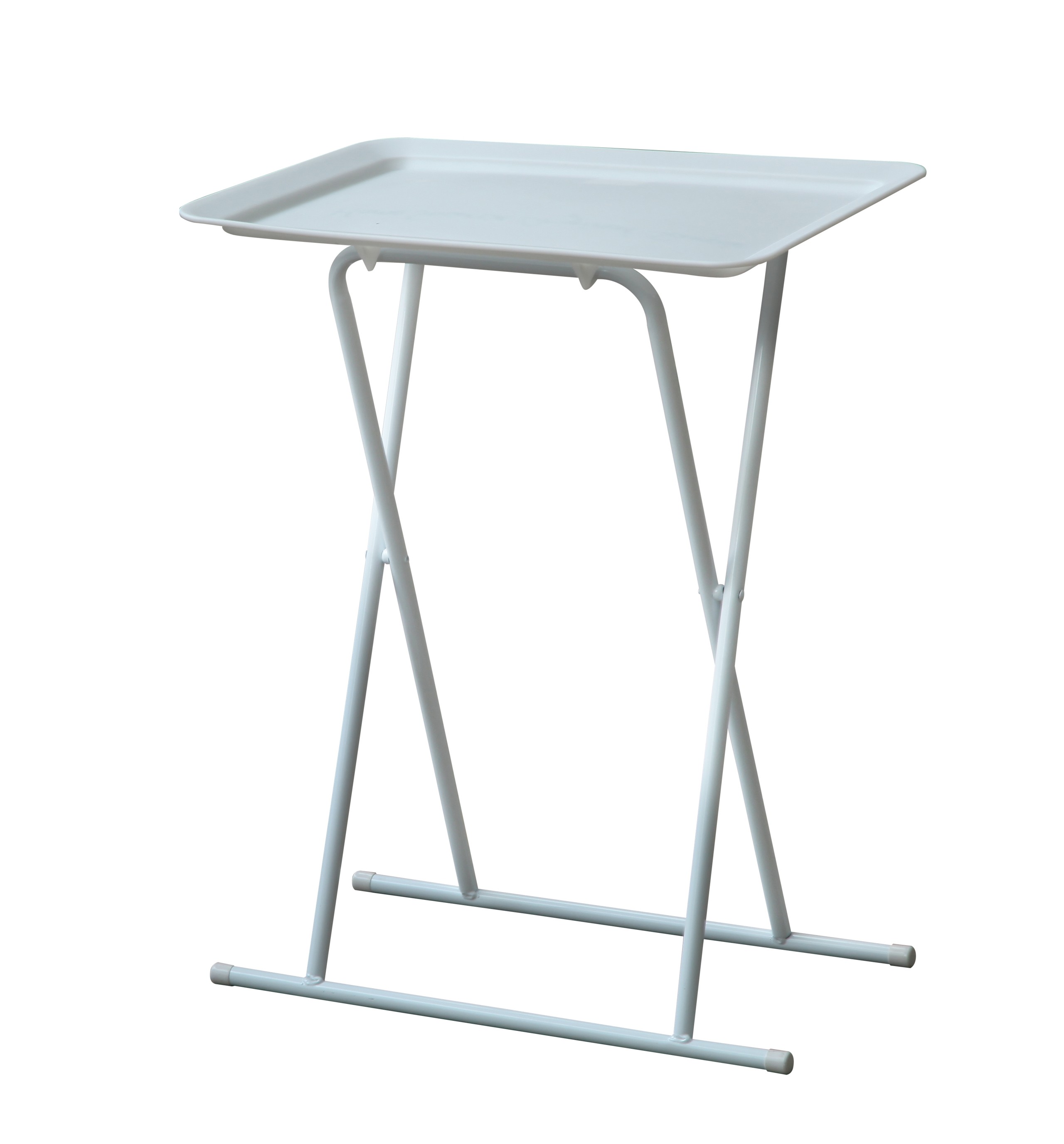 Sturdy Metal Folding Snack Table With Plastic Tray