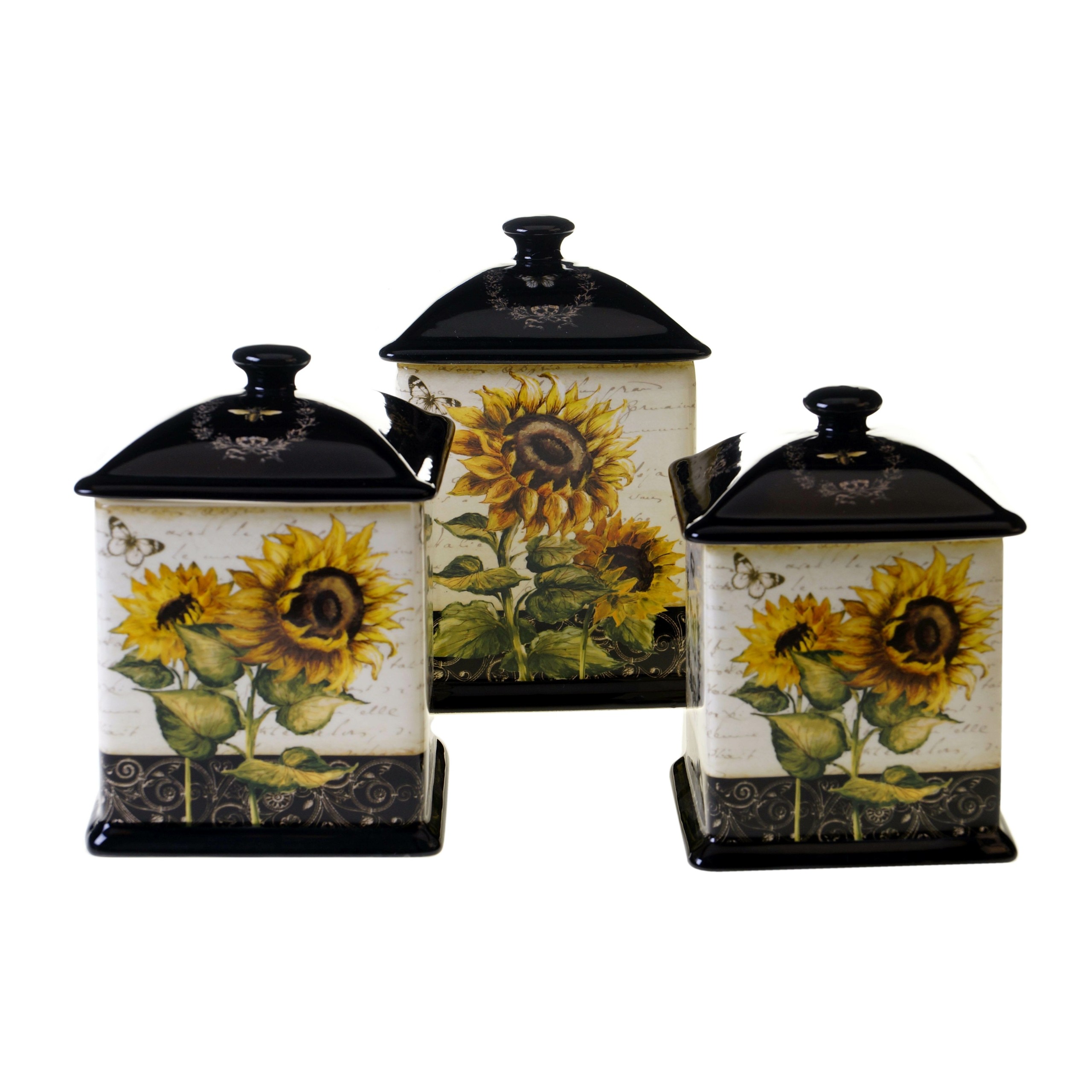 Three-piece Floral Kitchen Canister Set