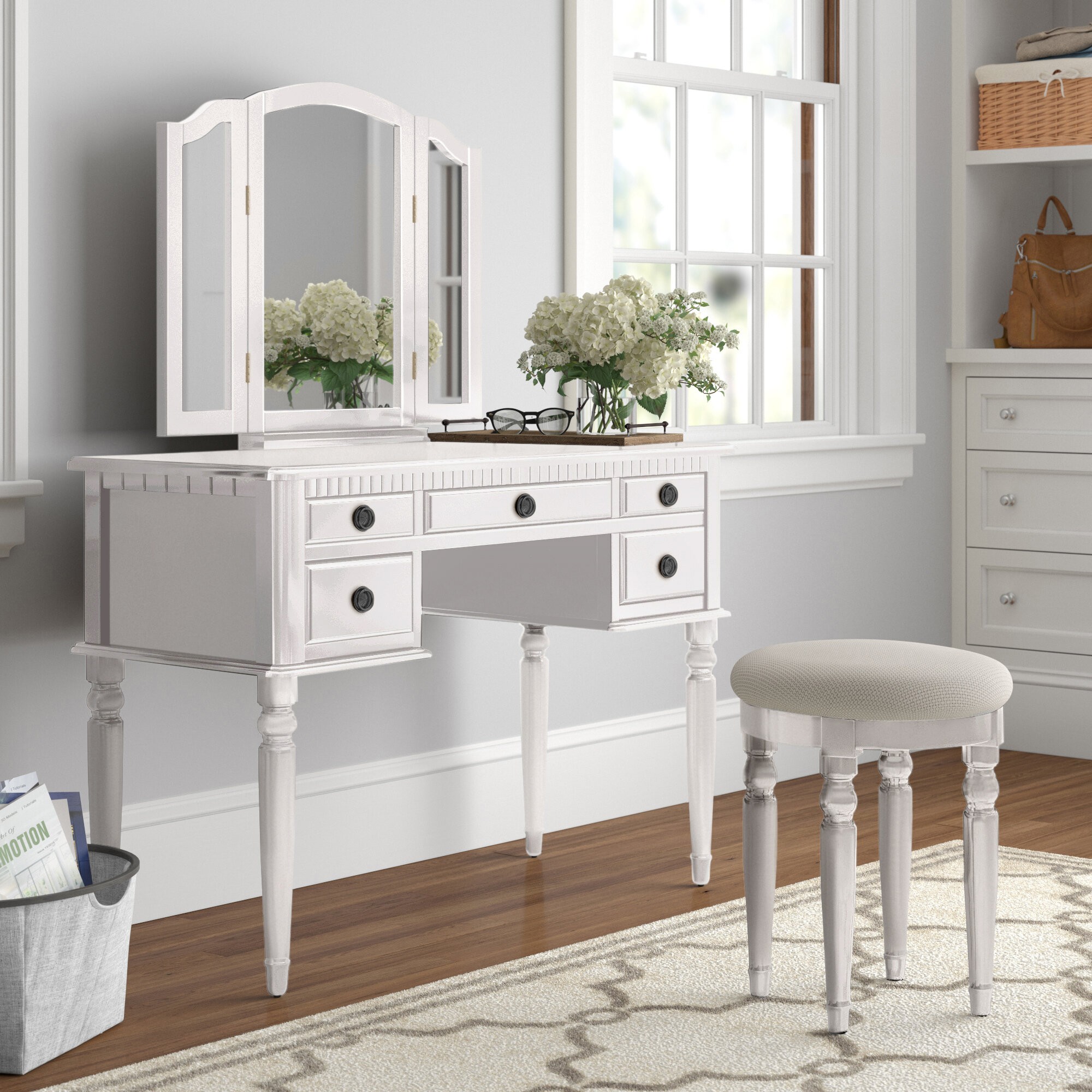 Torrance Vanity Set with Stool and Mirror