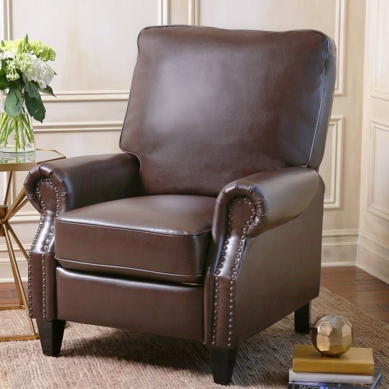 Traditional Manual Recliner With Metal Buttons