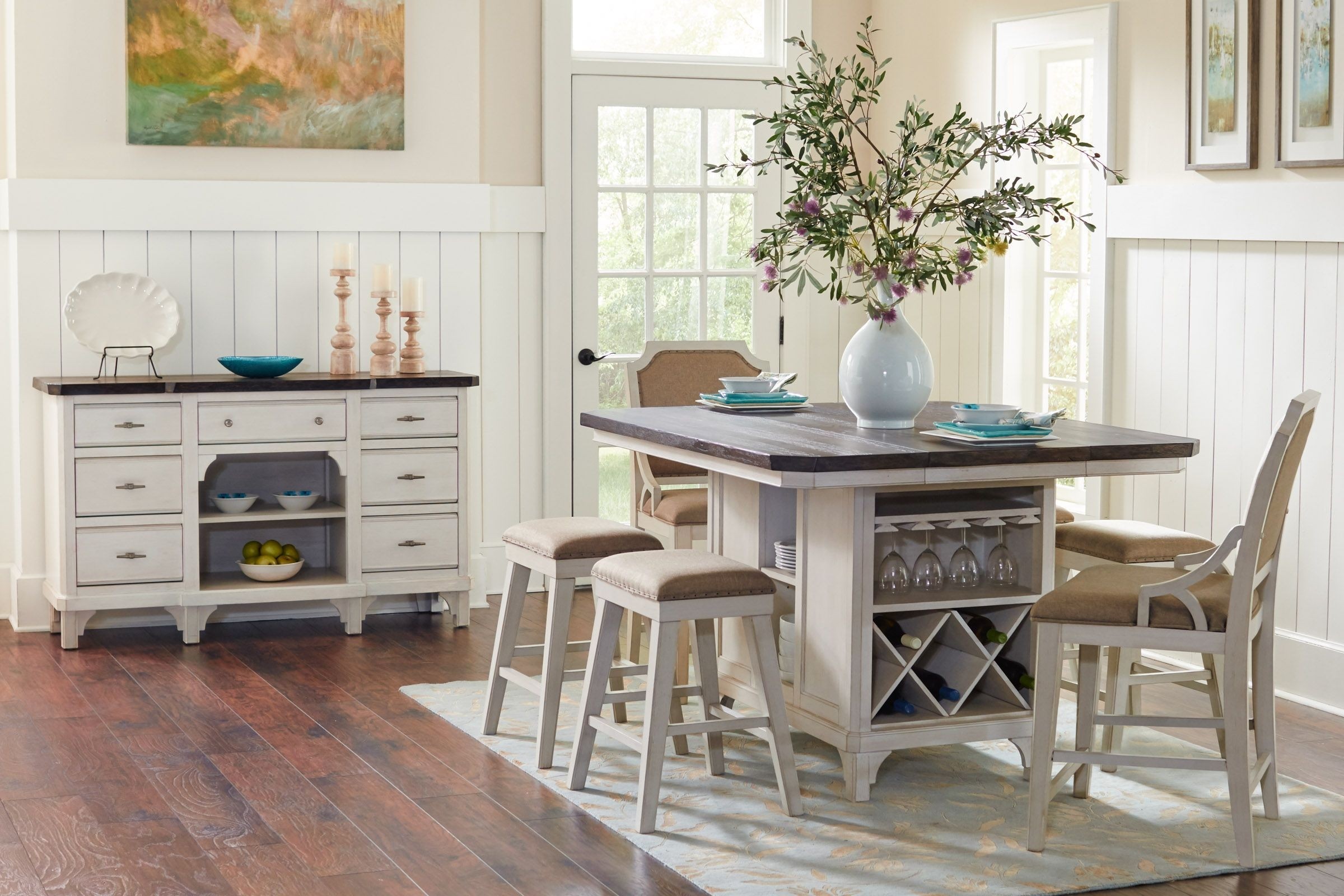 wood kitchen island table with storage black/natural