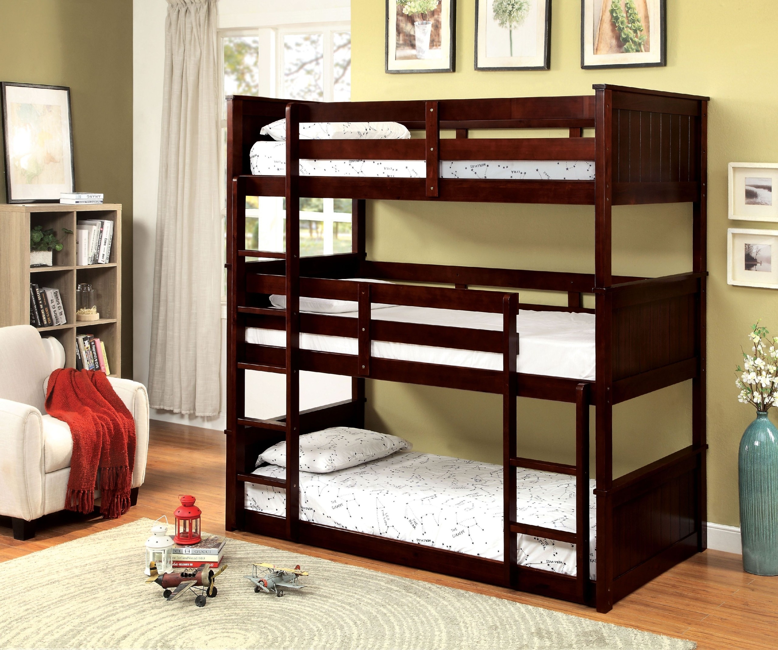 Transitional Style Wood Twin Over Bunk Bed