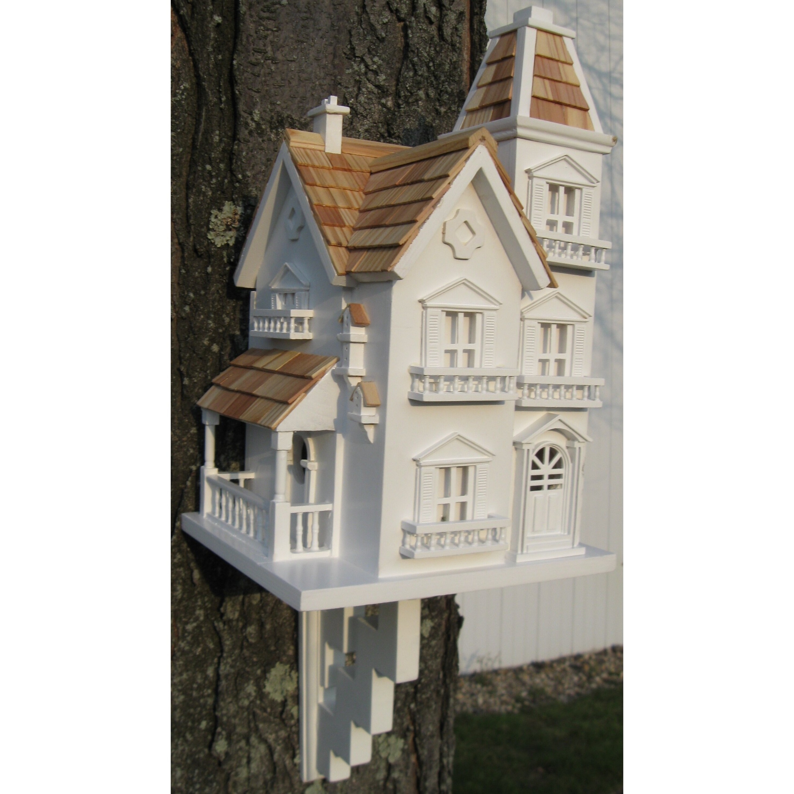 White Victorian-Style Wood Birdhouse