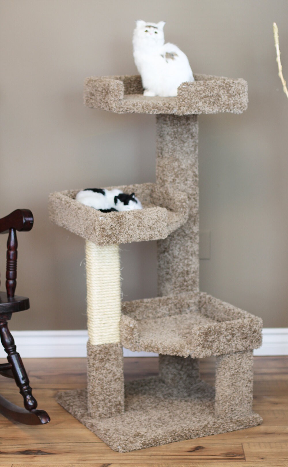 Wooden Cat Condo With Soft Carpet Upholstery