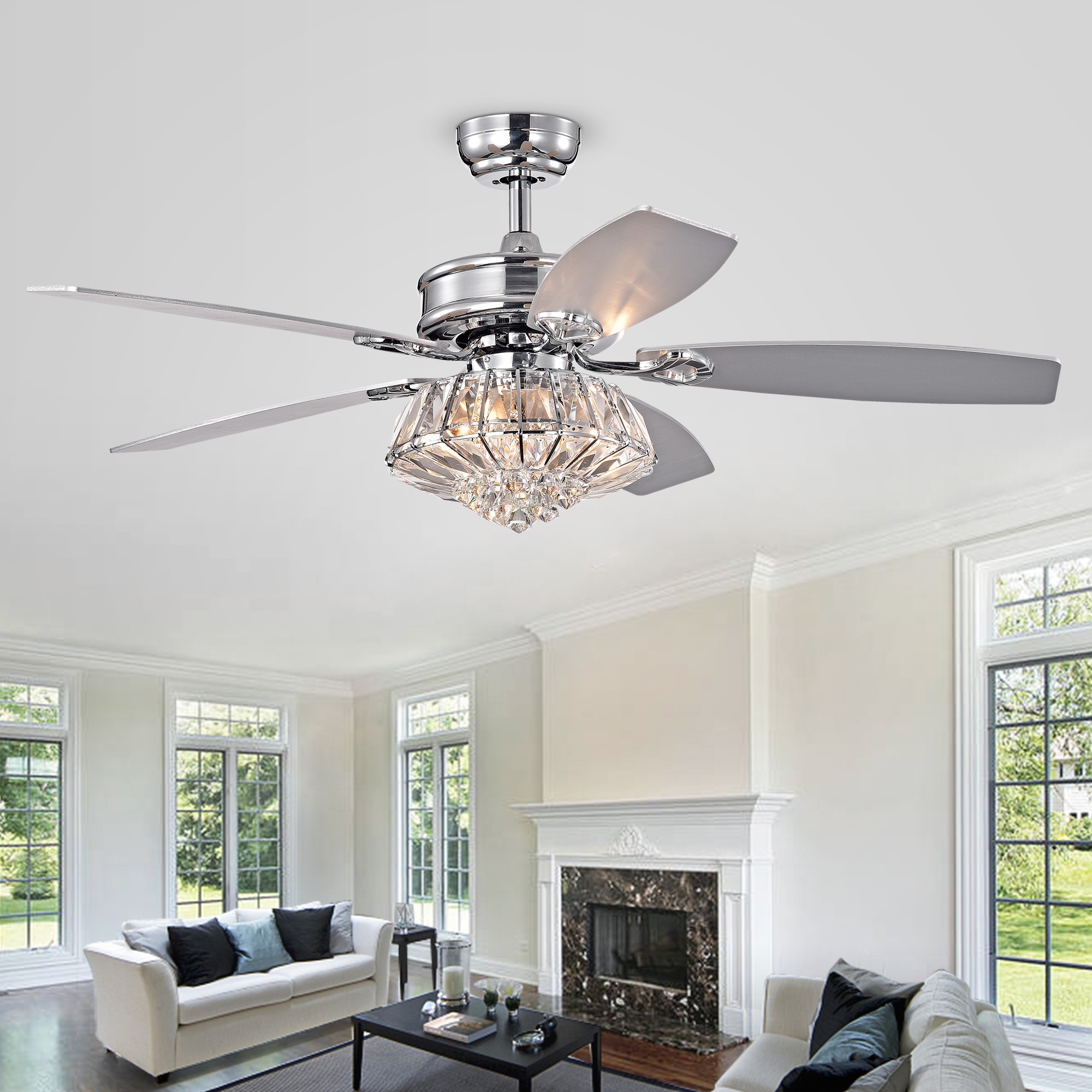 48" Steadman Reversible 5 Blade Ceiling Fan with Remote, Light Kit Included